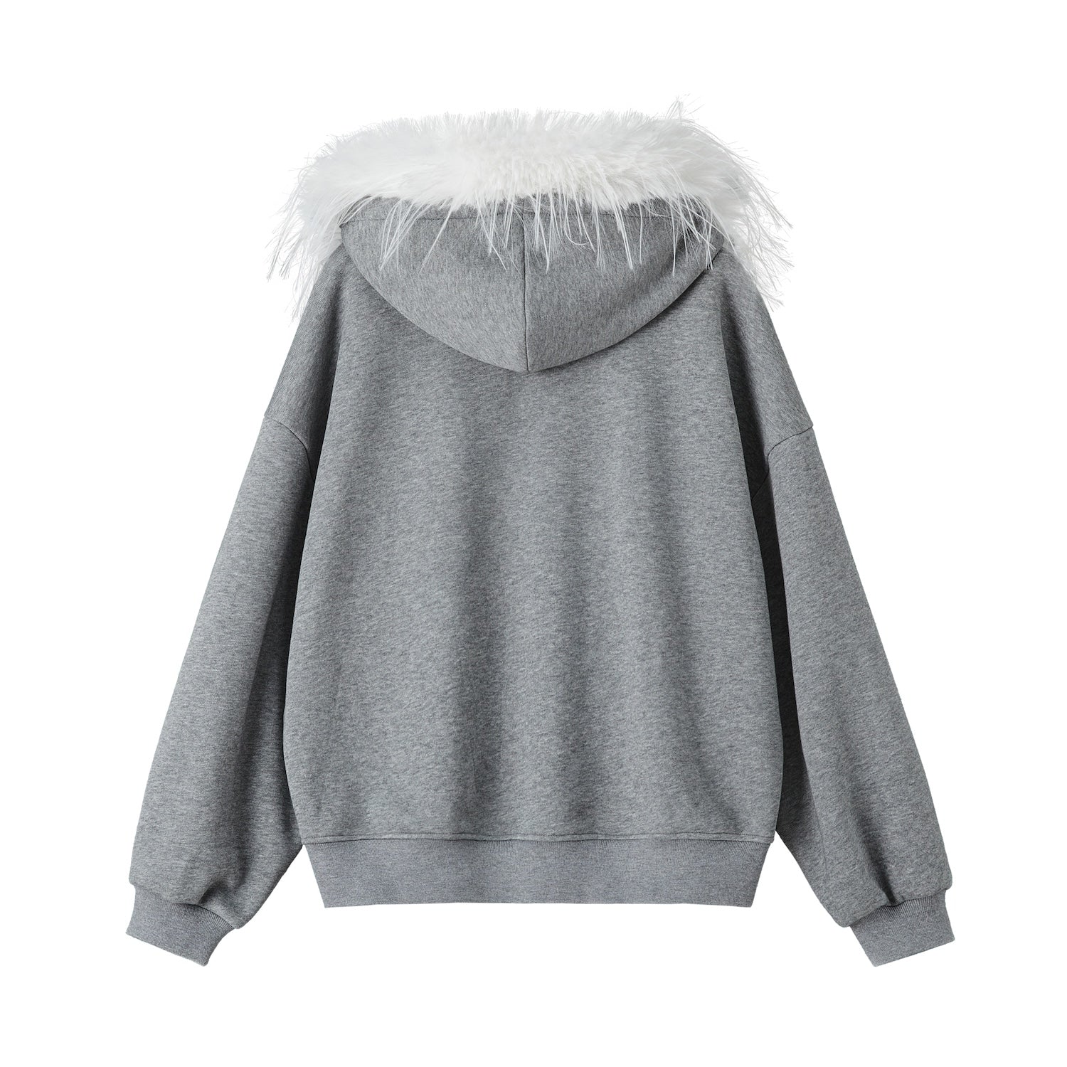 SOMESOWE Hoodie With Detachable Fur Collar In Gray | MADAX