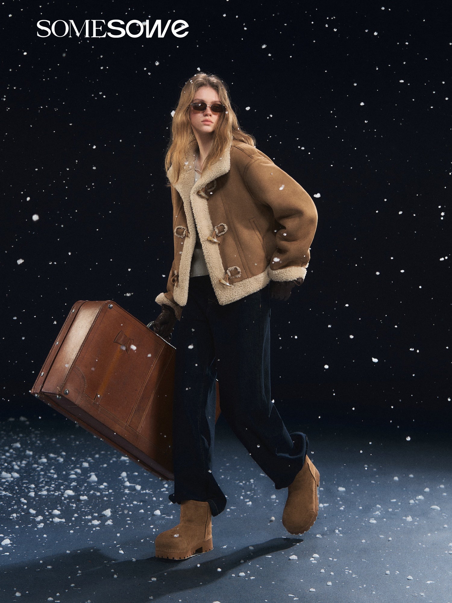 SOMESOWE Horn - button Lambskin Coat In Brown | MADAX