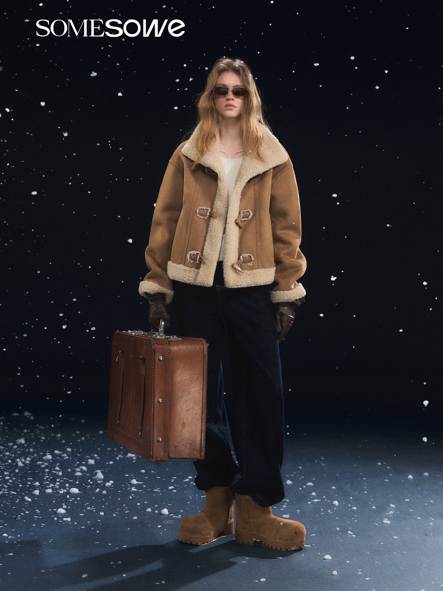 SOMESOWE Horn - button Lambskin Coat In Brown | MADAX