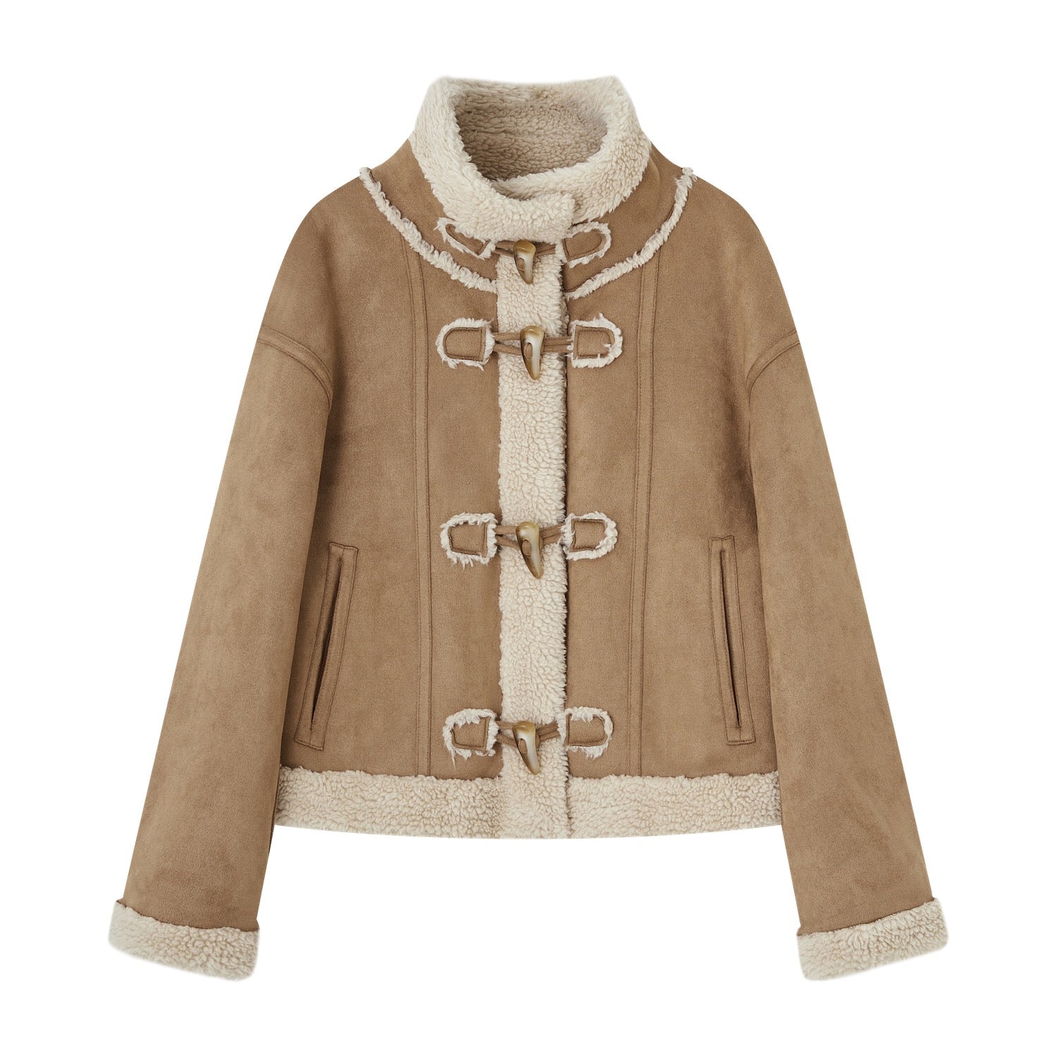 SOMESOWE Horn - button Lambskin Coat In Brown | MADAX