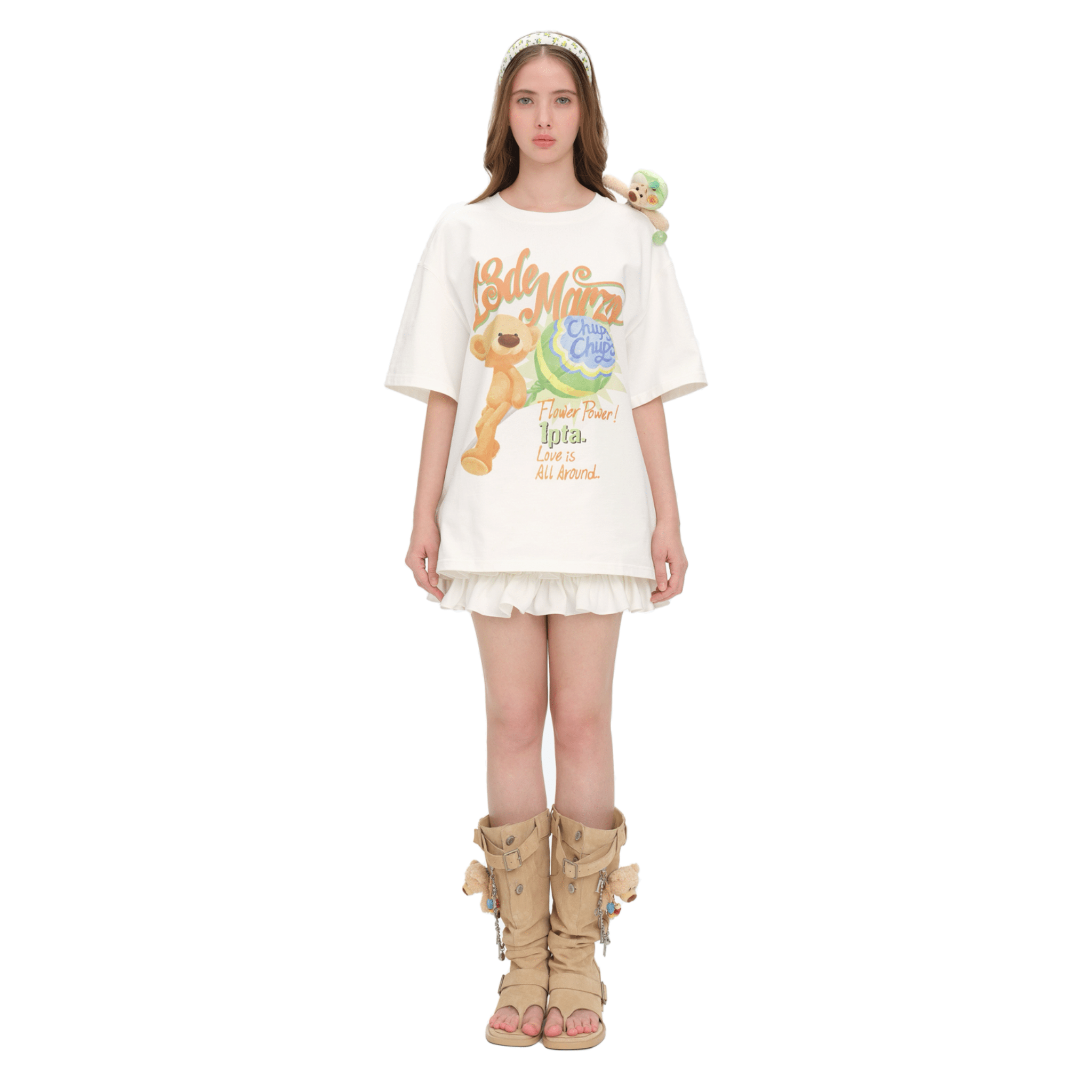 13DE MARZO Illustrated Lollipop T-shirt in White | MADAX