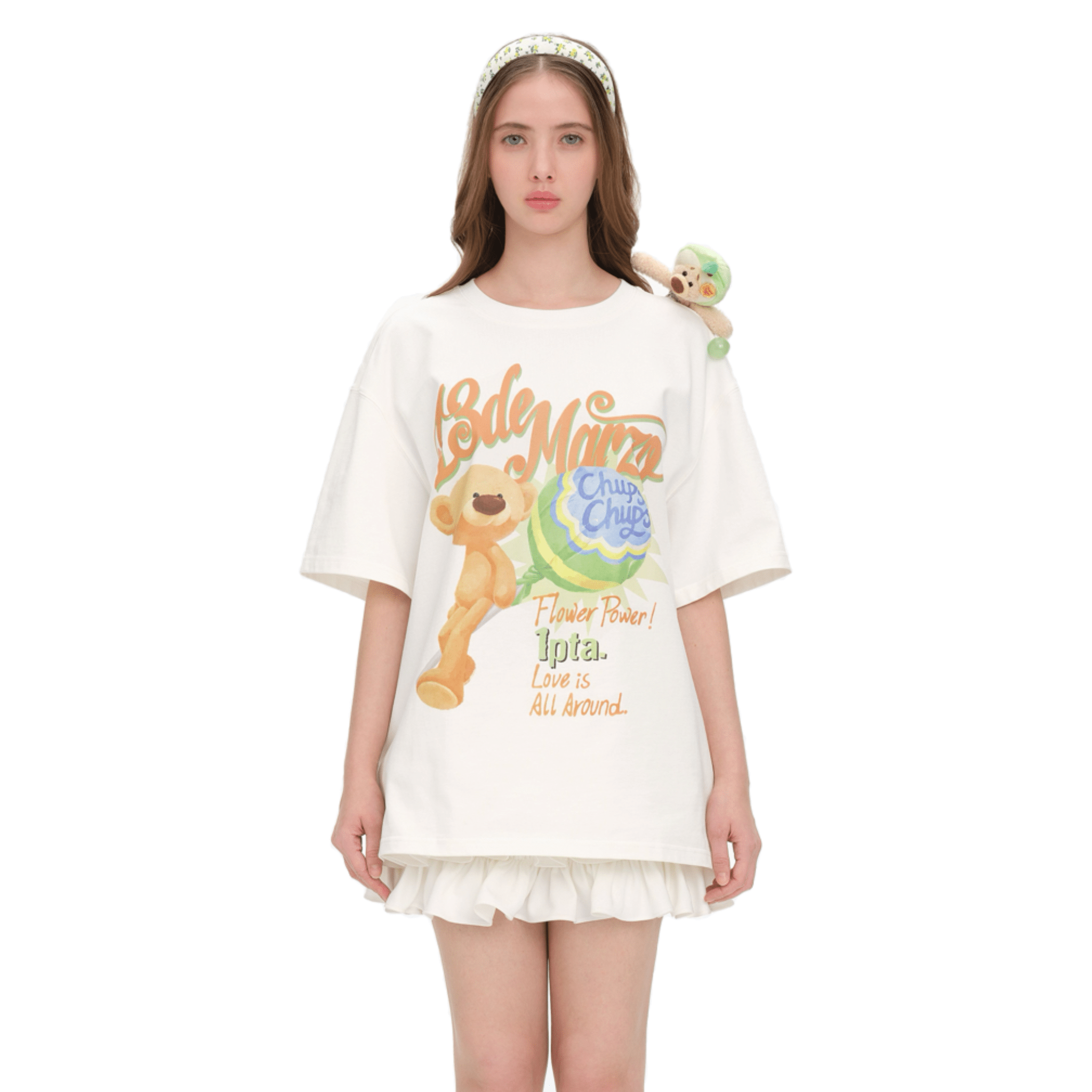 13DE MARZO Illustrated Lollipop T-shirt in White | MADAX