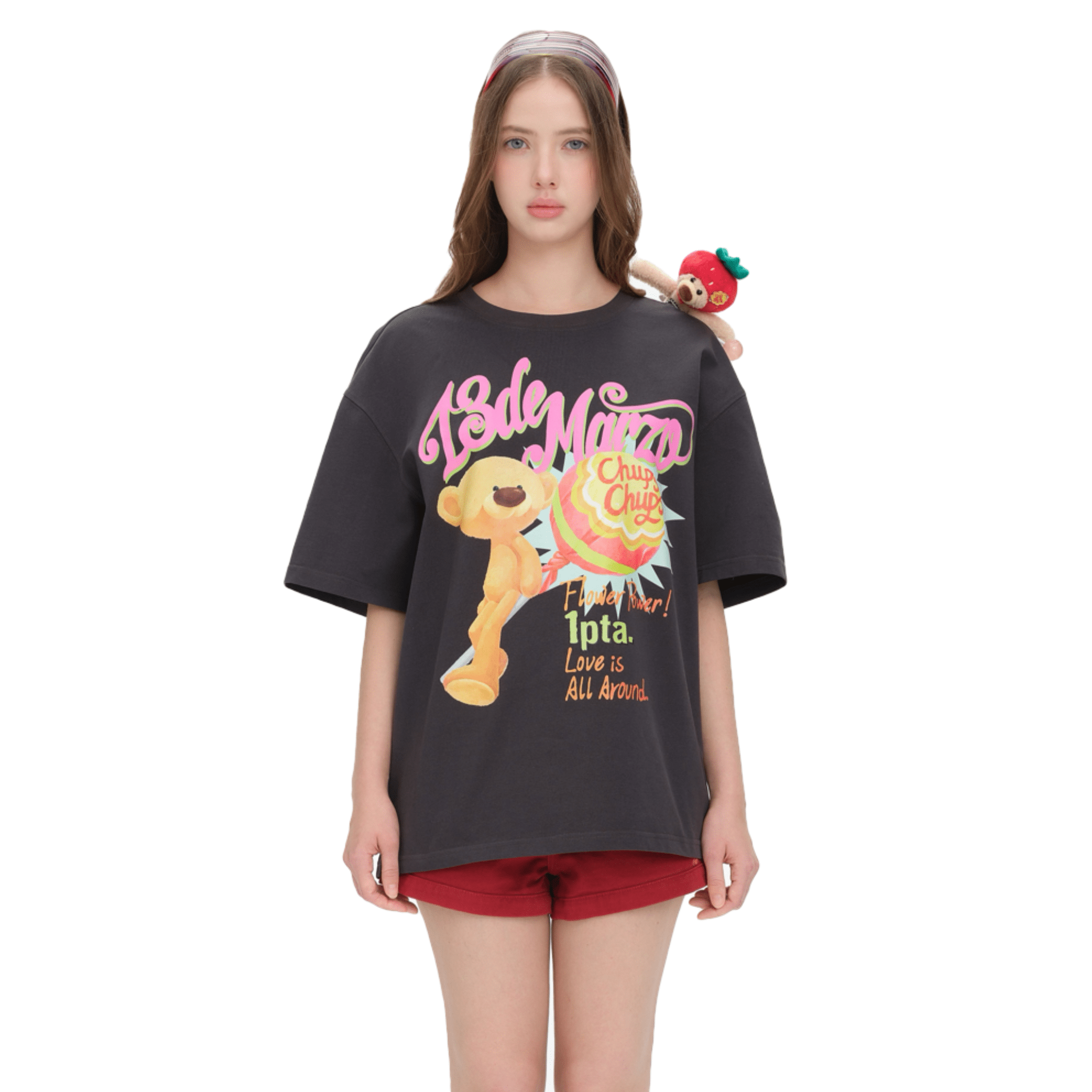 13DE MARZO Illustration Lollipop T-shirt in Gray | MADAX