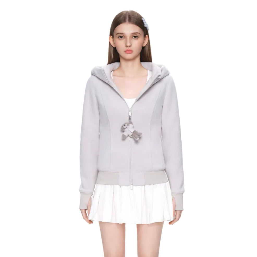 Fleece Hoodie in Light Gray