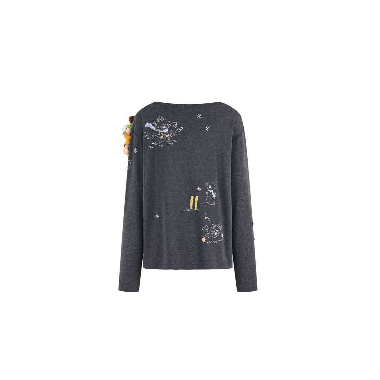 Dark Gray Off-shoulder T-shirt