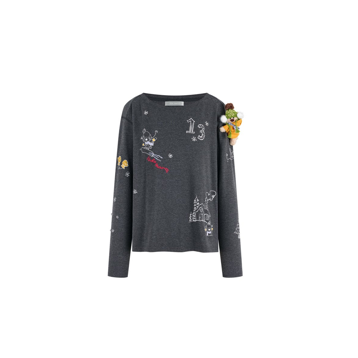 Dark Gray Off-shoulder T-shirt