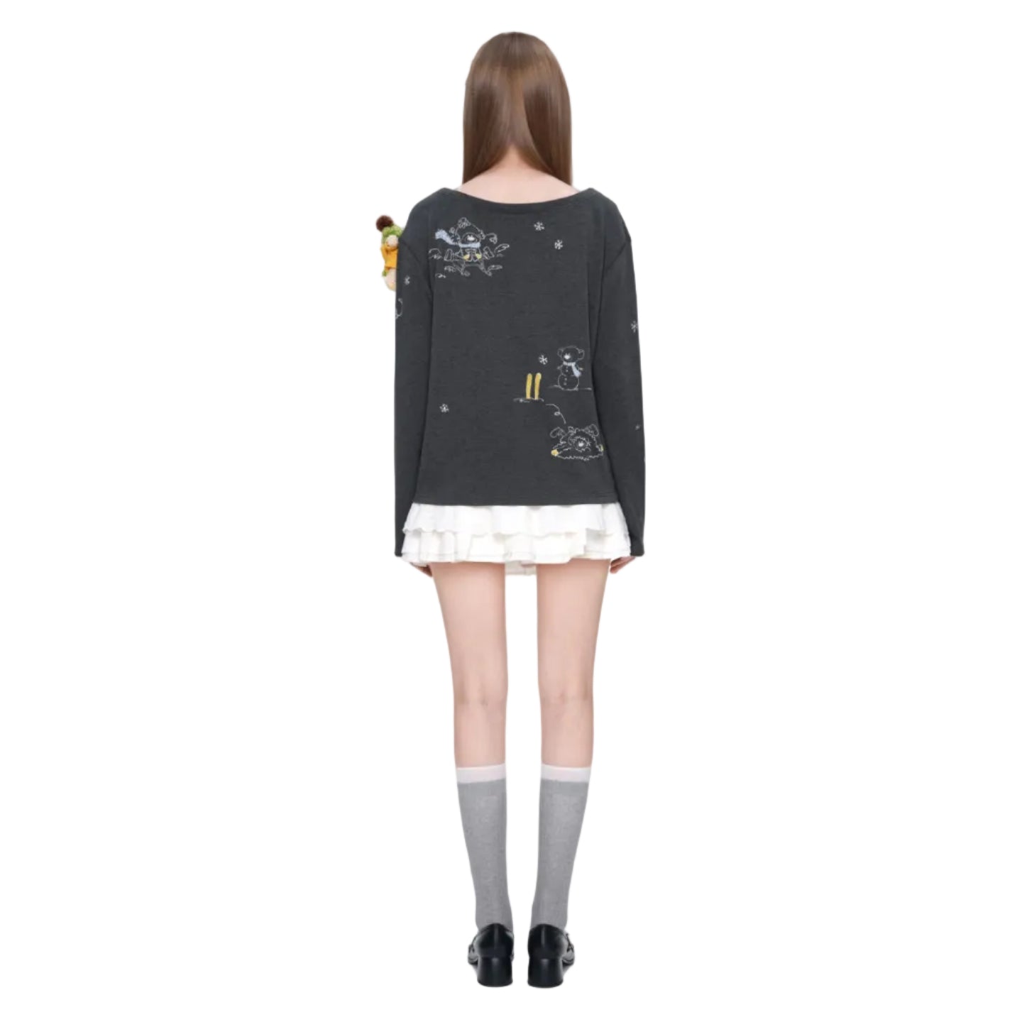 Dark Gray Off-shoulder T-shirt