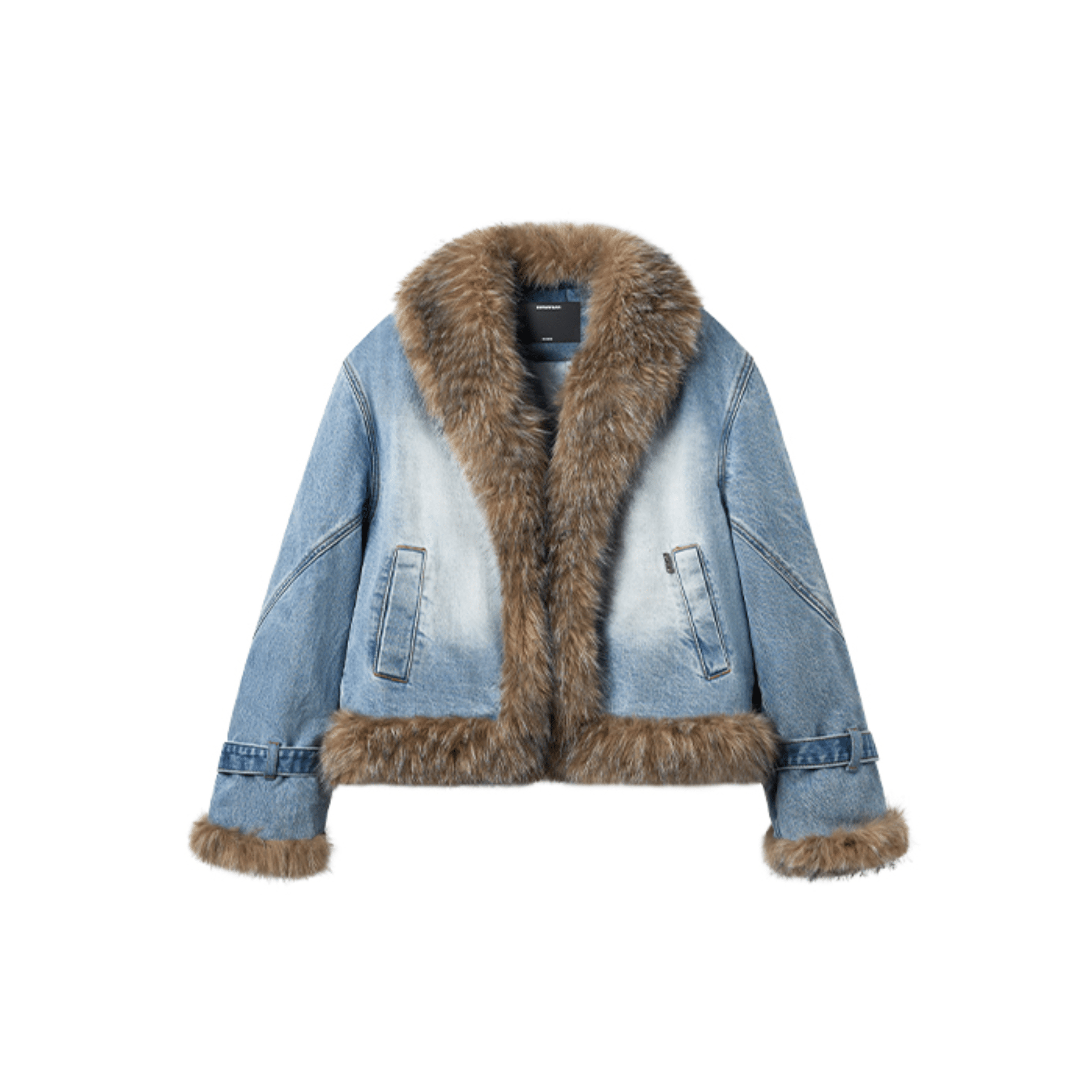 NAWS Inuit Fur Collar Fur Coat in Blue | MADAX