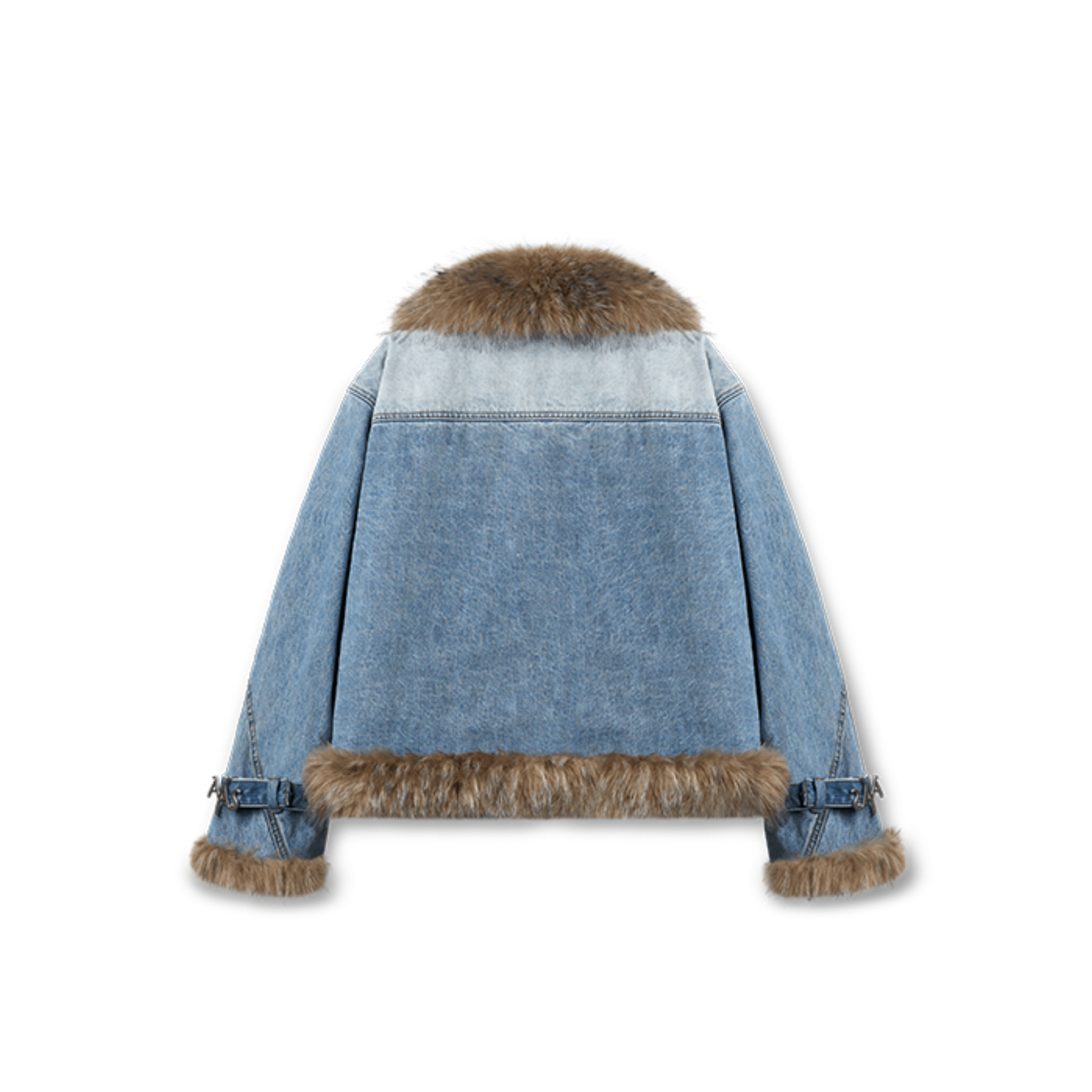 NAWS Inuit Fur Collar Fur Coat in Blue | MADAX