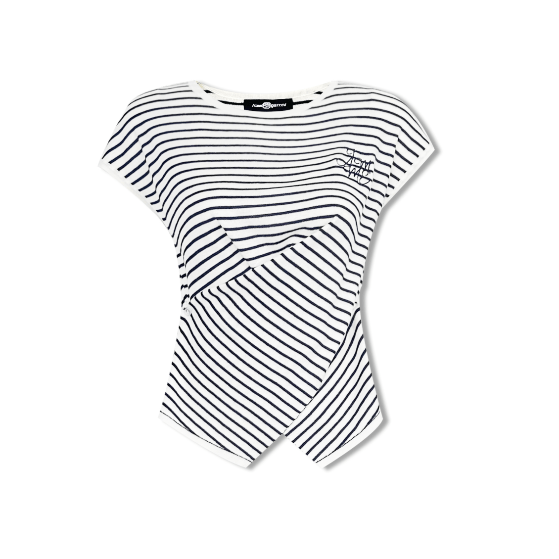 AIMME SPARROW Irregular Letter Embroidered Short - sleeved Shirt In Black and White | MADAX