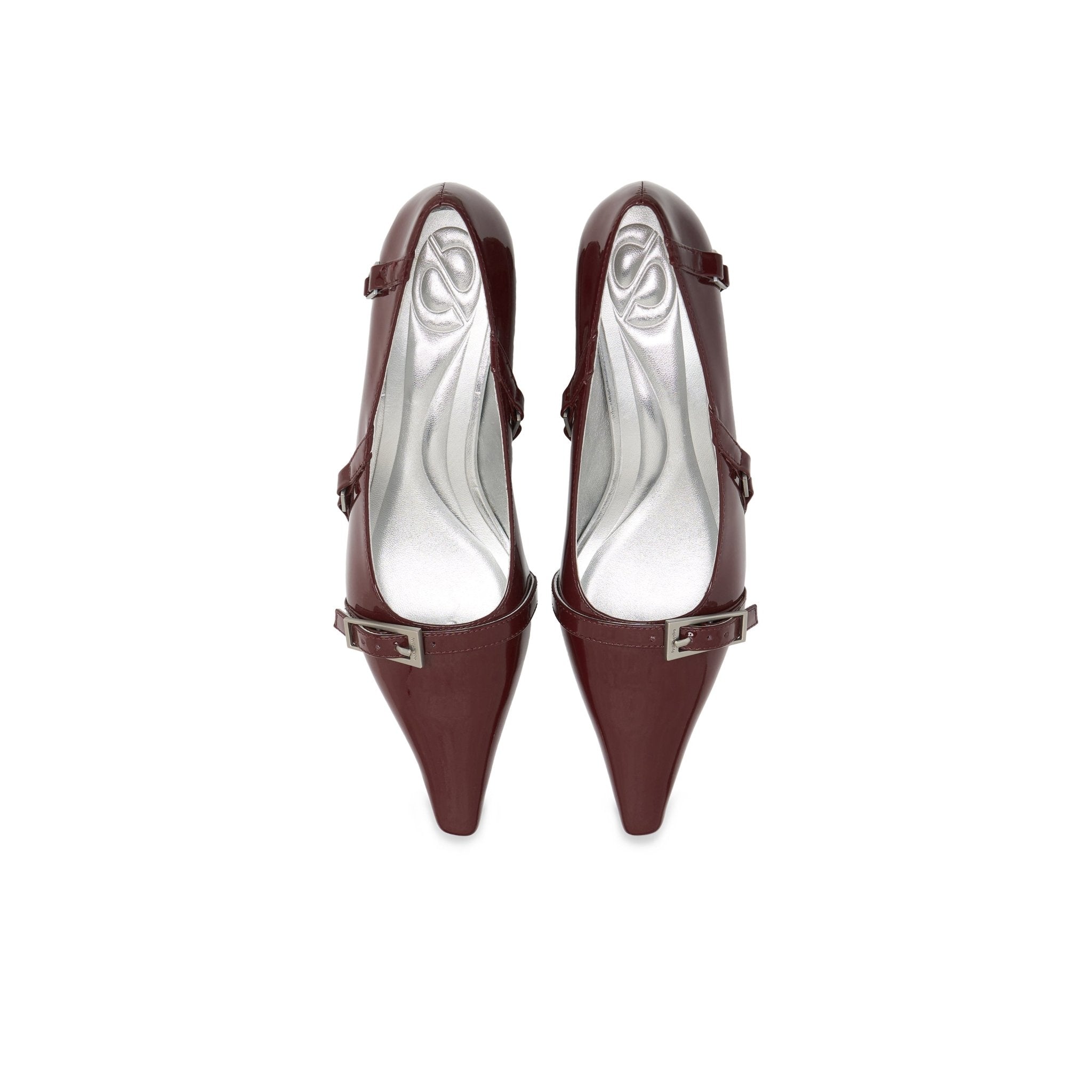 LOST IN ECHO Irregular Thin Strip Shoes With Low Heels Pointed Toes In Wine Red | MADAX