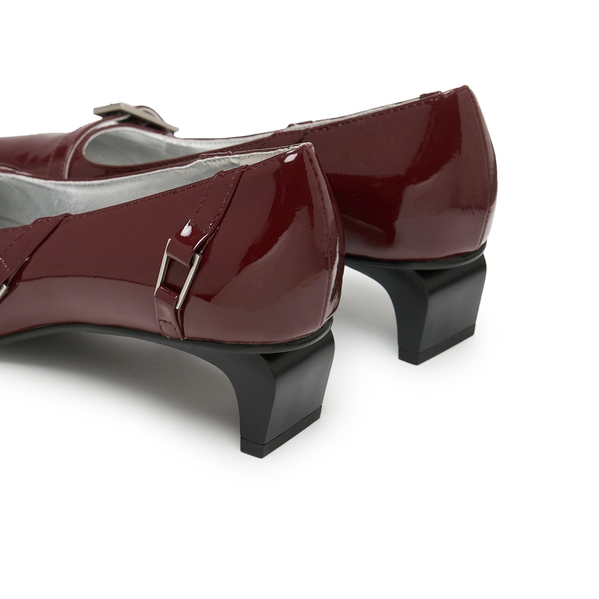 LOST IN ECHO Irregular Thin Strip Shoes With Low Heels Pointed Toes In Wine Red | MADAX