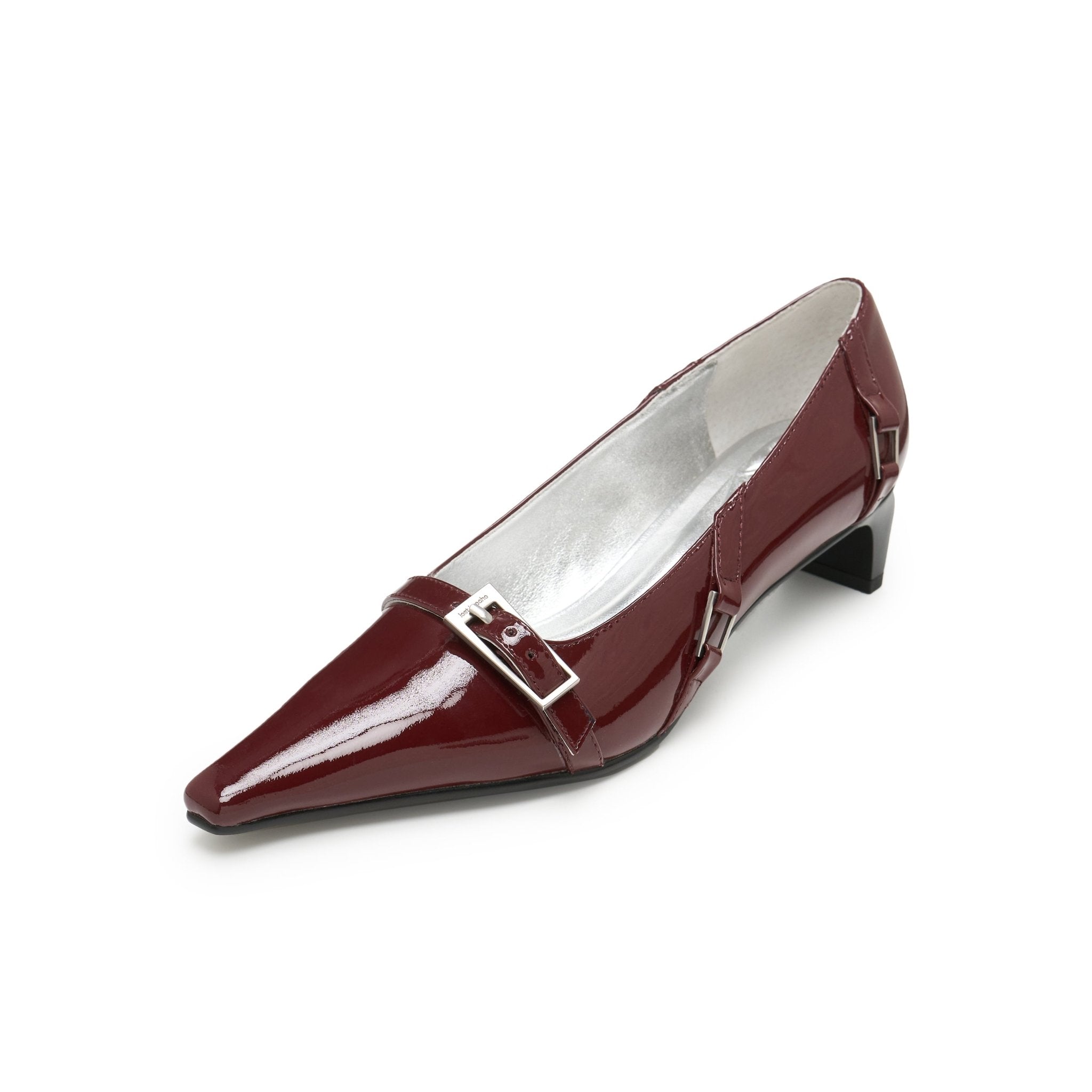 LOST IN ECHO Irregular Thin Strip Shoes With Low Heels Pointed Toes In Wine Red | MADAX