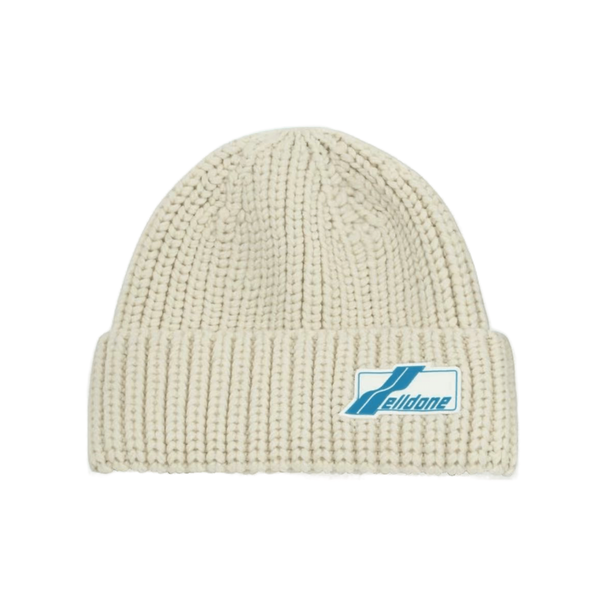 WE11DONE IVORY LOGO PATCHED MERINO WOOL BEANIE | MADAX