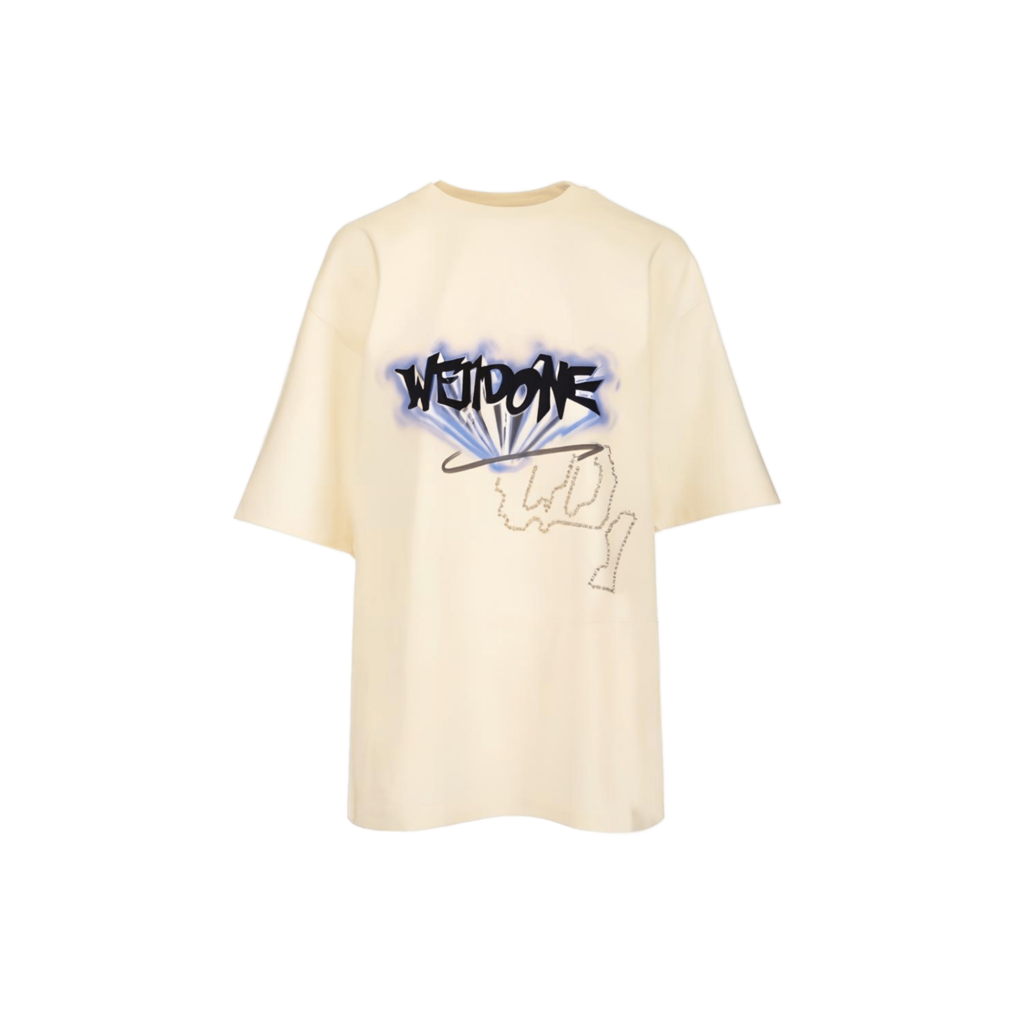 WE11DONE IVORY WE11DONE CRYSTAL LOGO T - SHIRT | MADAX