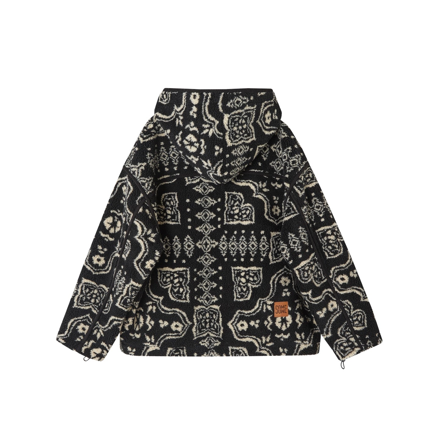 SOMESOWE Jacquard Polar Fleece Hooded Casual Jacket In Black | MADAX