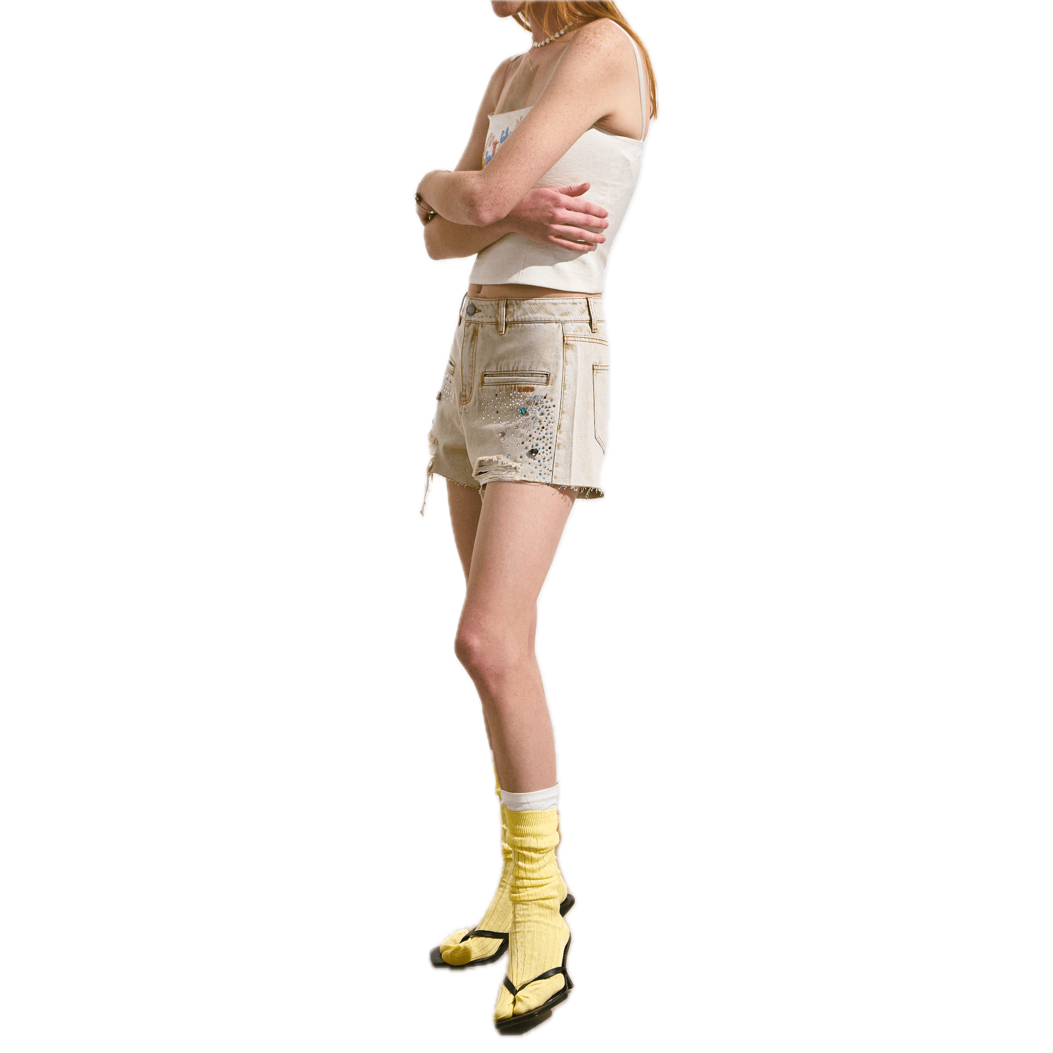 NAWS Jewel Denim Shorts in Brown | MADAX