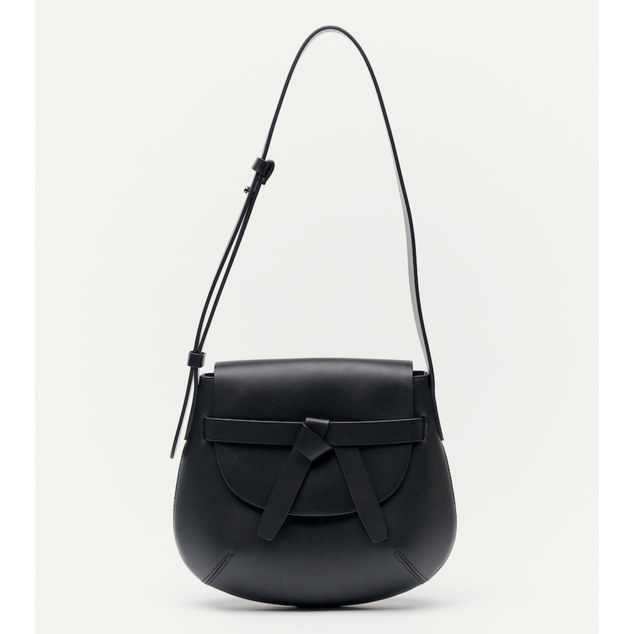 The Yellow Shop Jo Knot Medium Saddle Bag in Black | MADAX