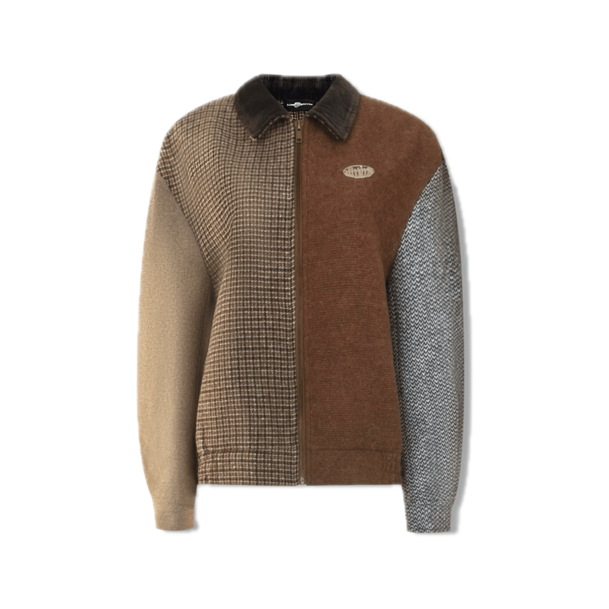 AIMME SPARROW Kendall Jenner‌ Series Return to Simple Fashion Retro Patchwork Jacket in Brown | MADAX