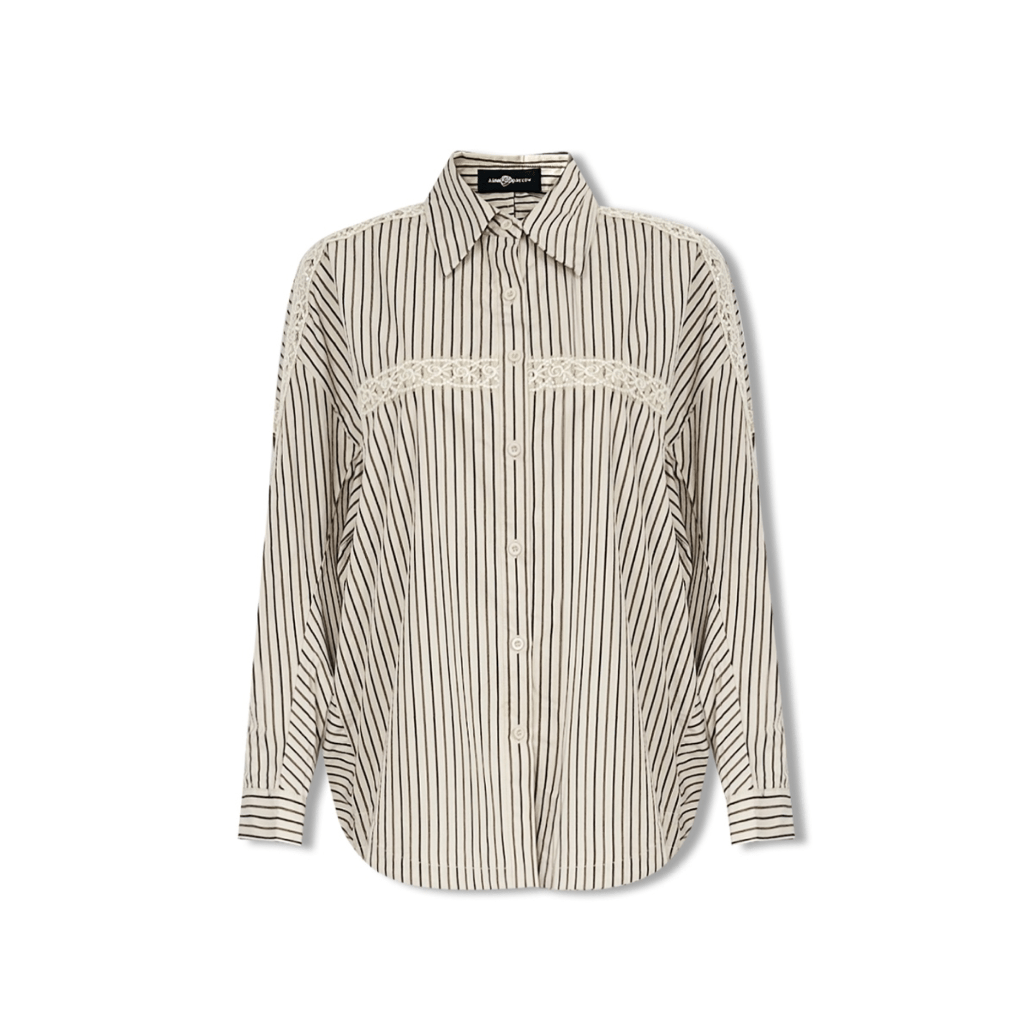AIMME SPARROW Khaki Embroidered Striped Shirt | MADAX