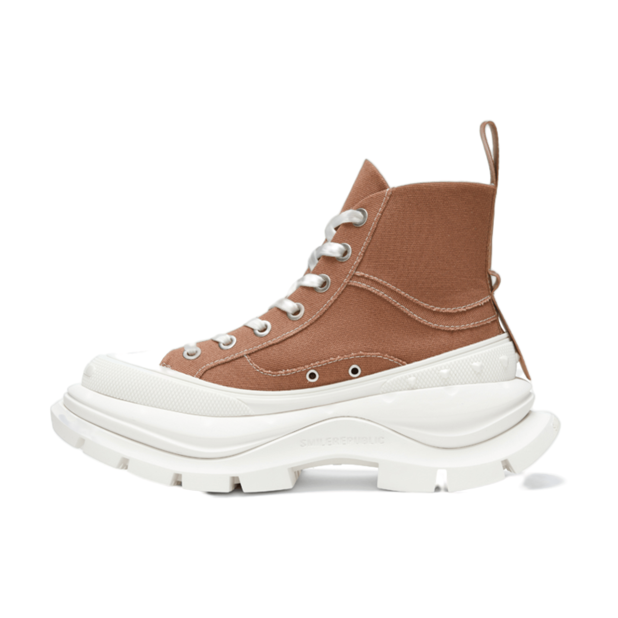 SMILEREPUBLIC Khaki High - top Open - mouthed Thick - soled Canvas Shoes 2.0 | MADAX