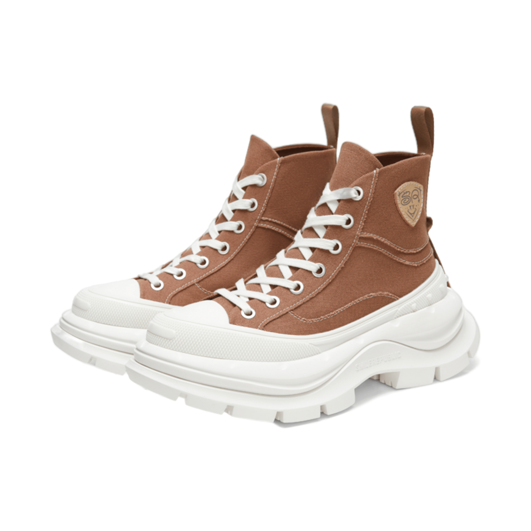 SMILEREPUBLIC Khaki High - top Open - mouthed Thick - soled Canvas Shoes 2.0 | MADAX