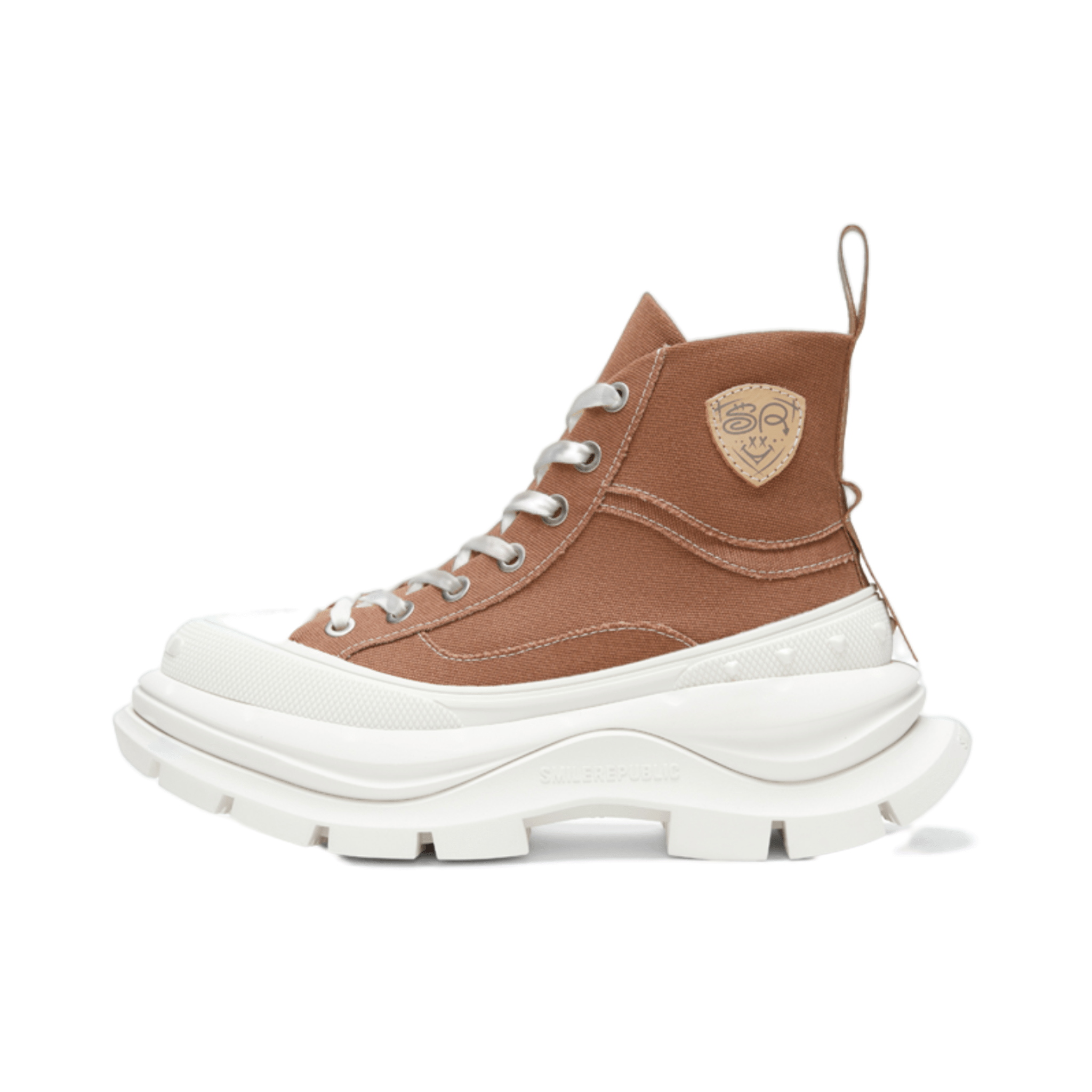 SMILEREPUBLIC Khaki High - top Open - mouthed Thick - soled Canvas Shoes 2.0 | MADAX