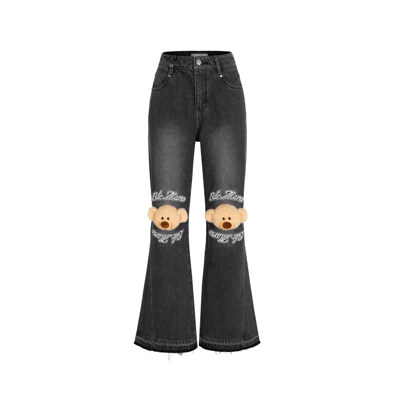 13DE MARZO Knees Bear Jeans In Black | MADAX