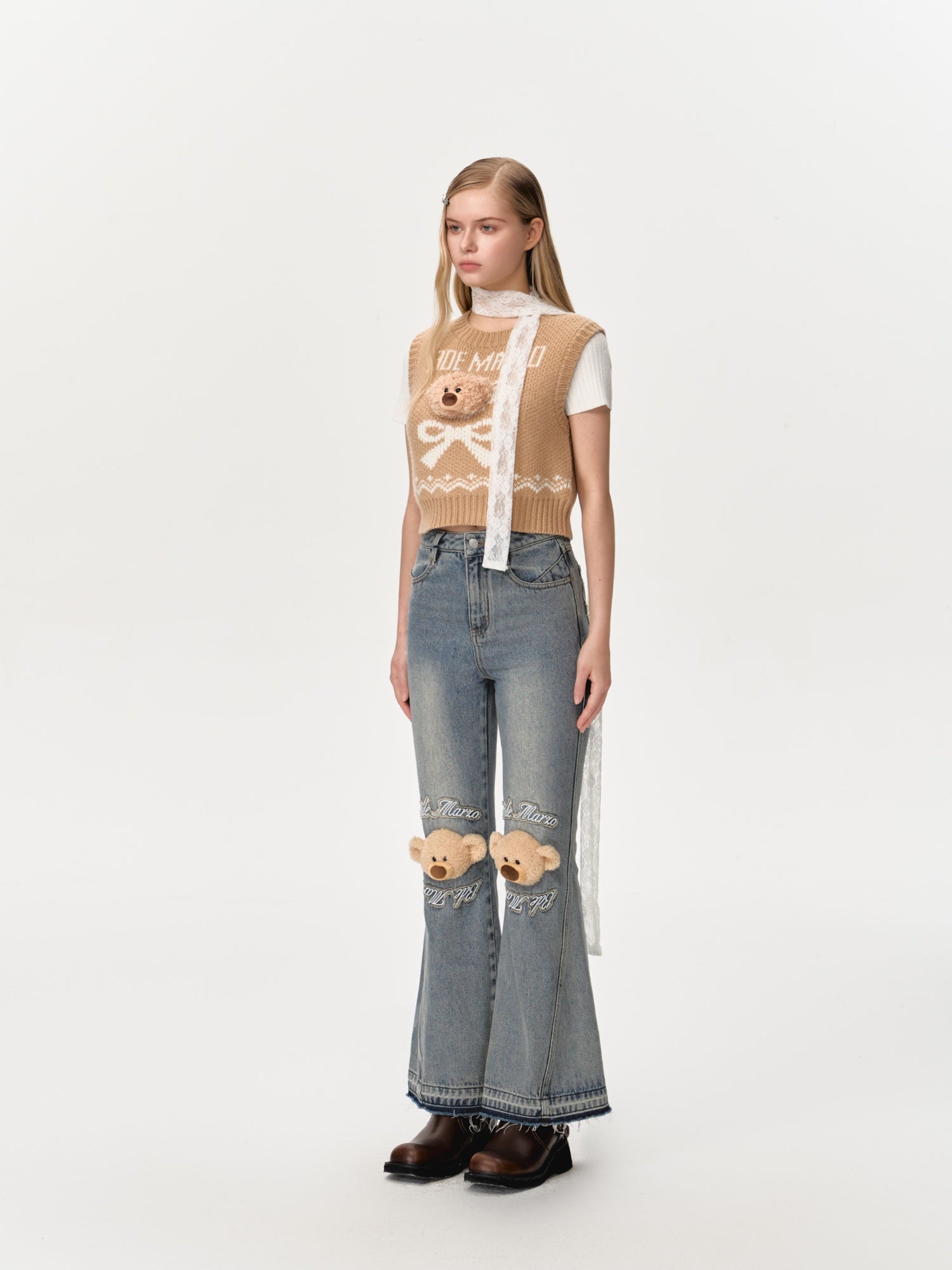 13DE MARZO Knees Bear Jeans In Blue | MADAX