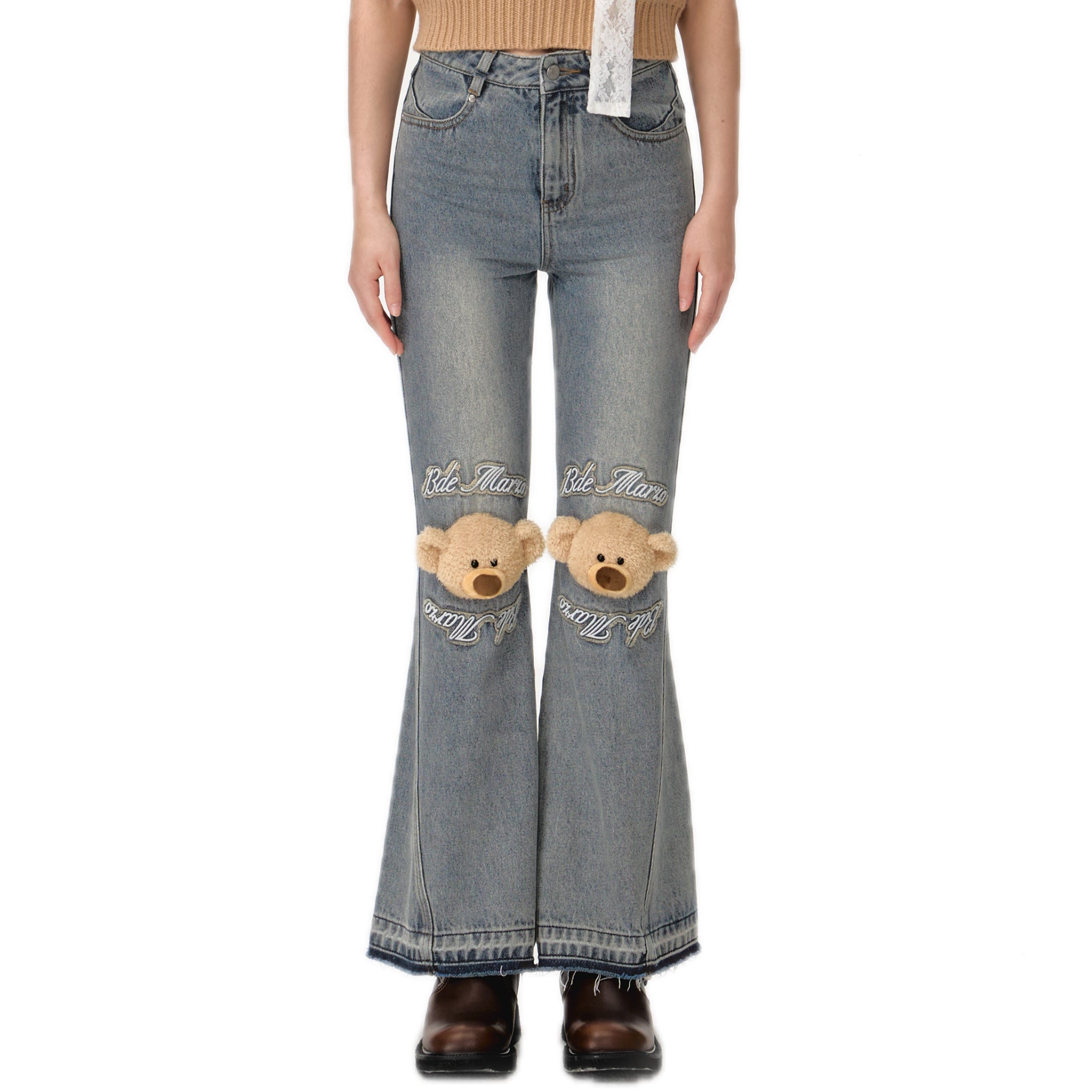 13DE MARZO Knees Bear Jeans In Blue | MADAX