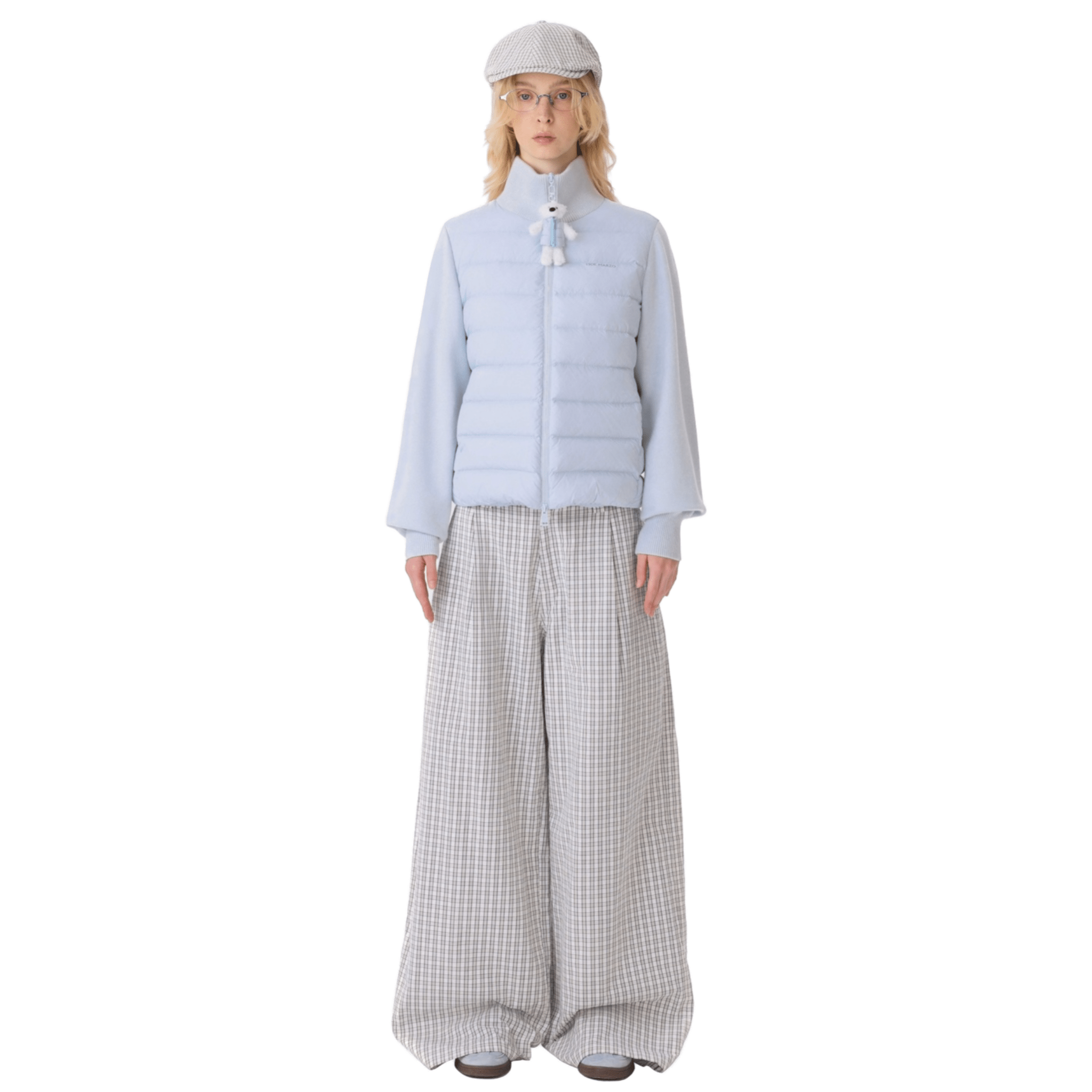 13DE MARZO Knitted Down Jacket in Blue | MADAX