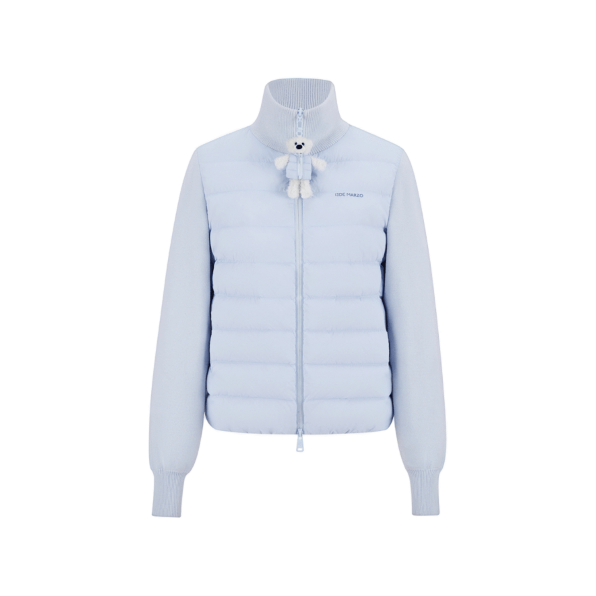 13DE MARZO Knitted Down Jacket in Blue | MADAX