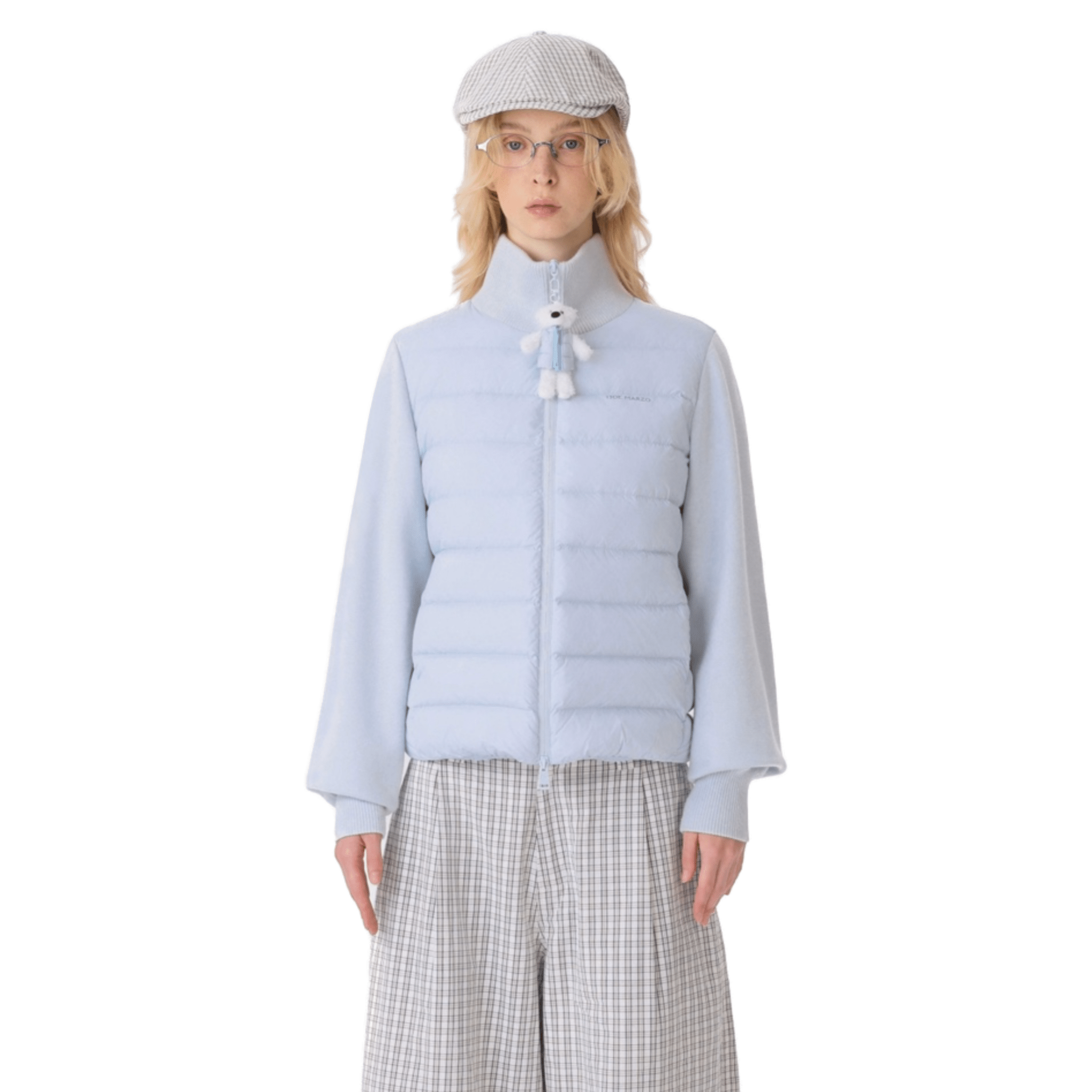 13DE MARZO Knitted Down Jacket in Blue | MADAX