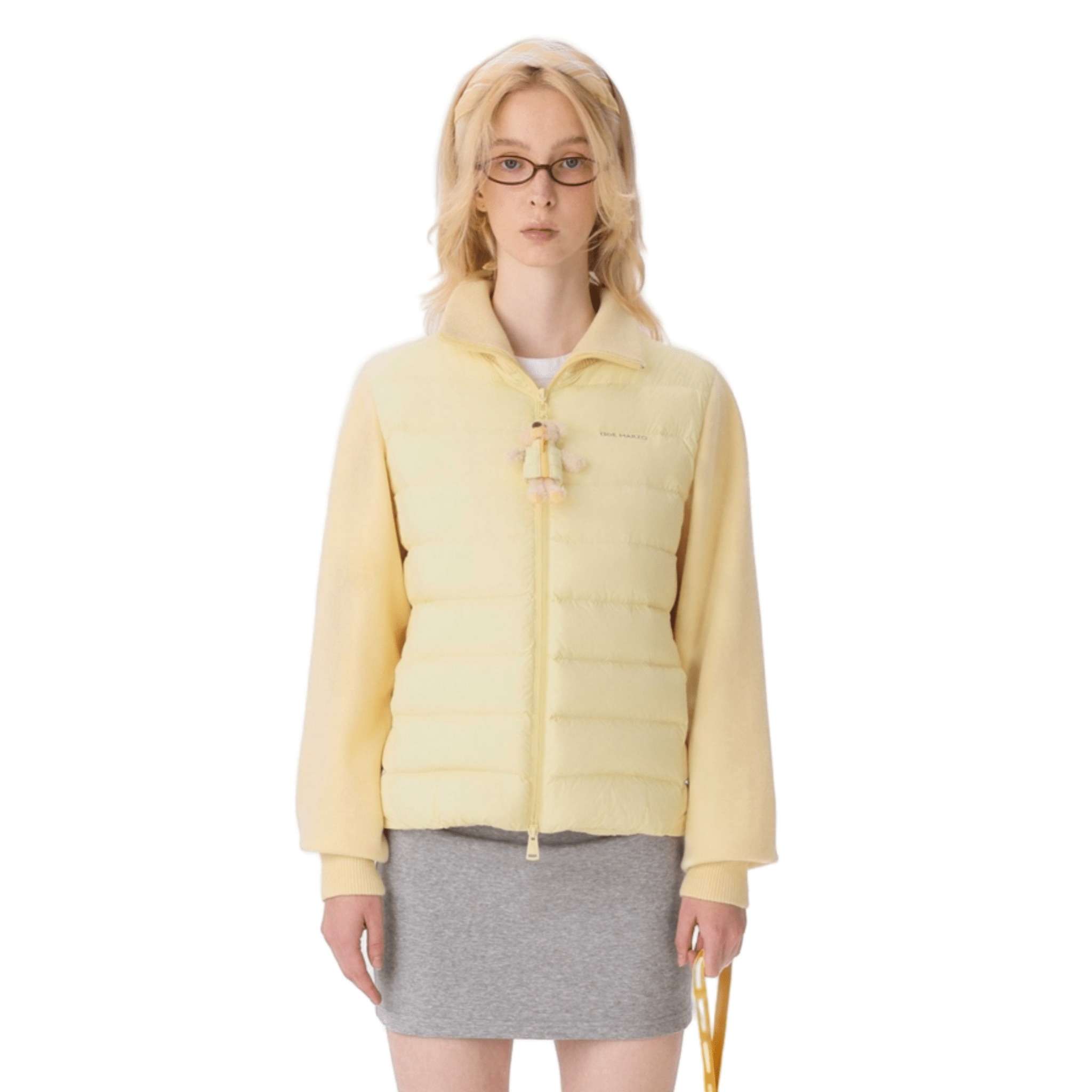13DE MARZO Knitted Down Jacket in Yellow | MADAX
