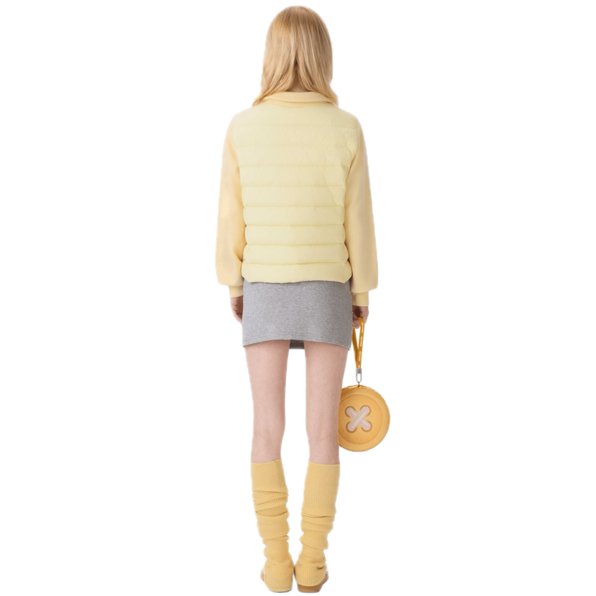 13DE MARZO Knitted Down Jacket in Yellow | MADAX