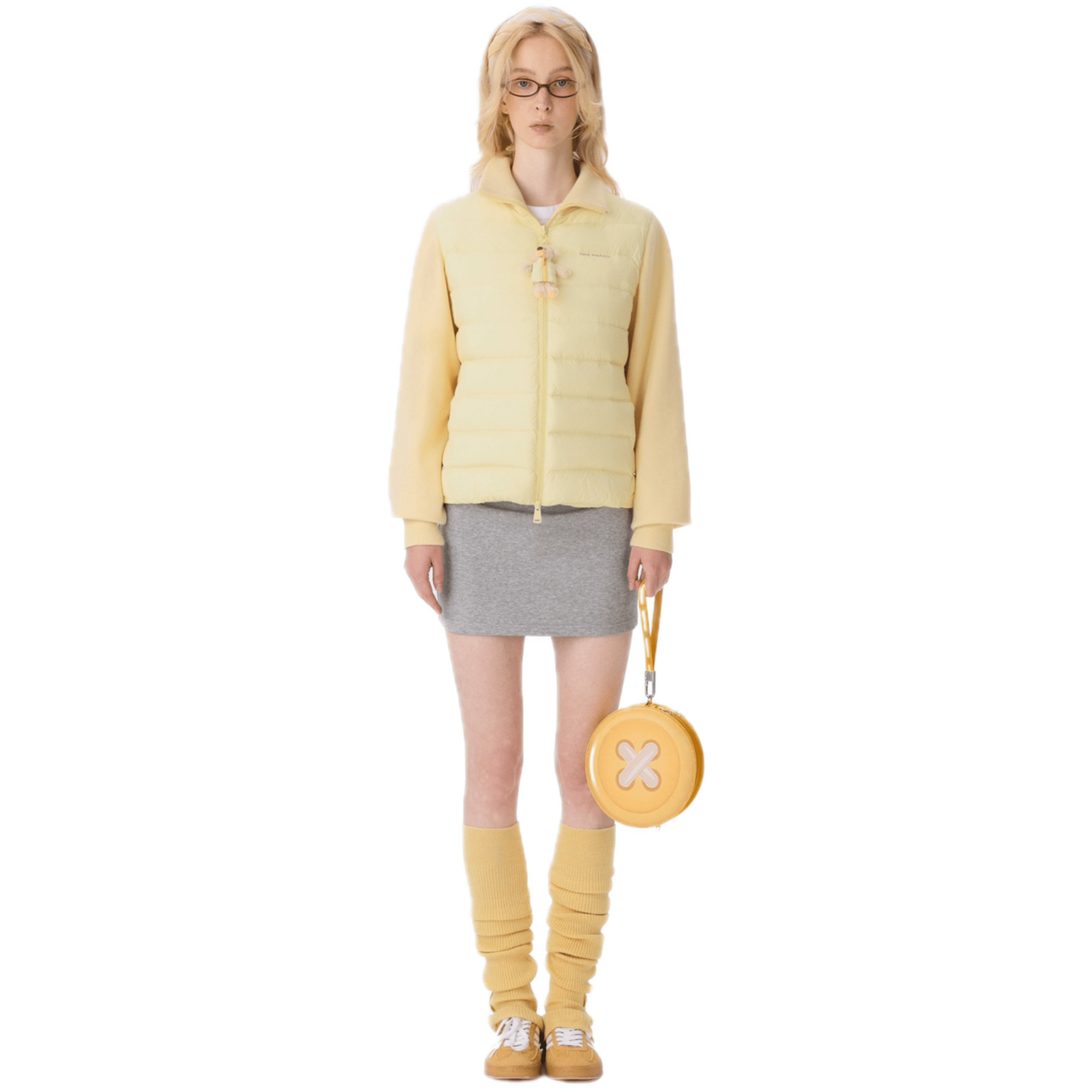 13DE MARZO Knitted Down Jacket in Yellow | MADAX