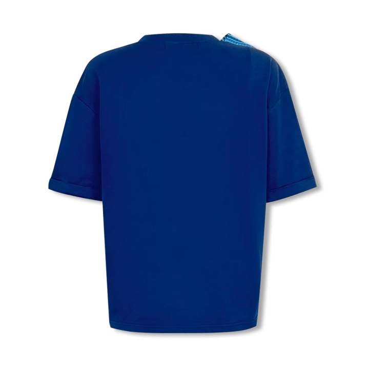 NOT FOR US Knitted Tie Puppy Print Short Sleeves in Navy Blue | MADAX