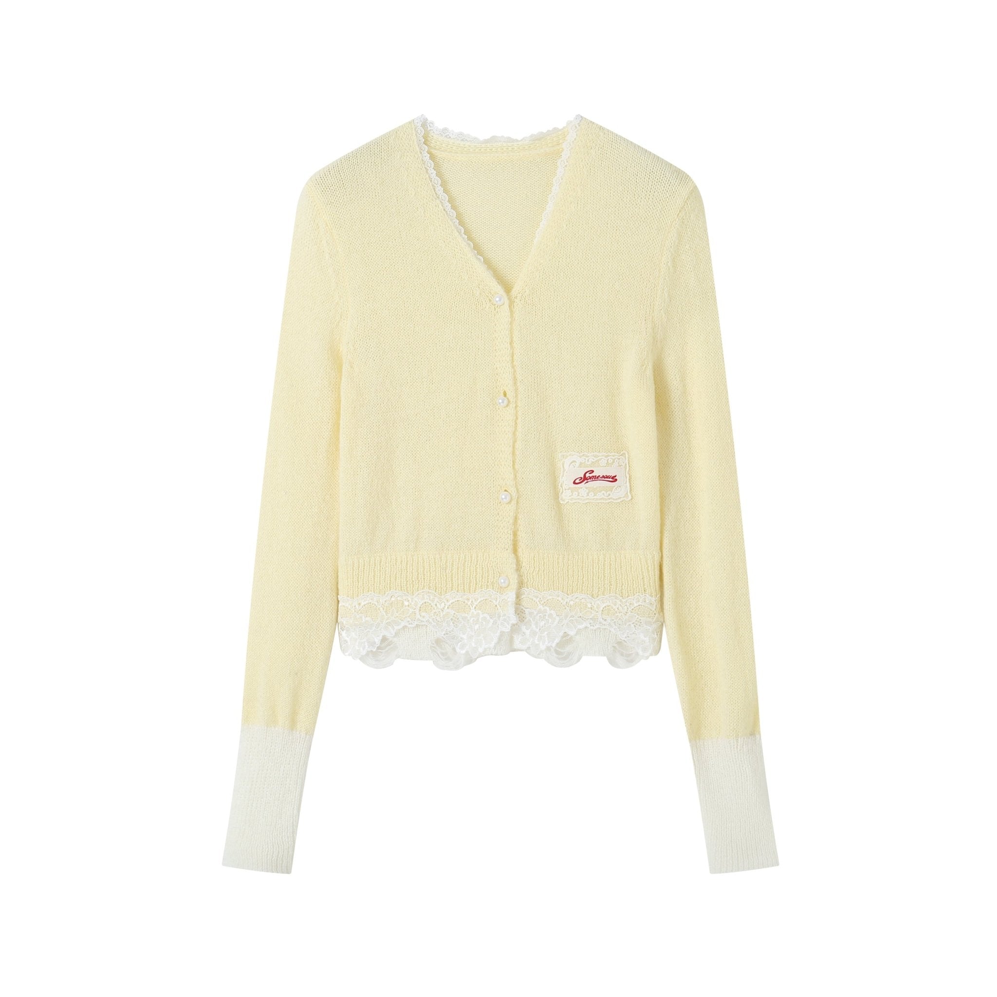 SOMESOWE Lace Cardigan In Faint Yellow | MADA IN CHINA