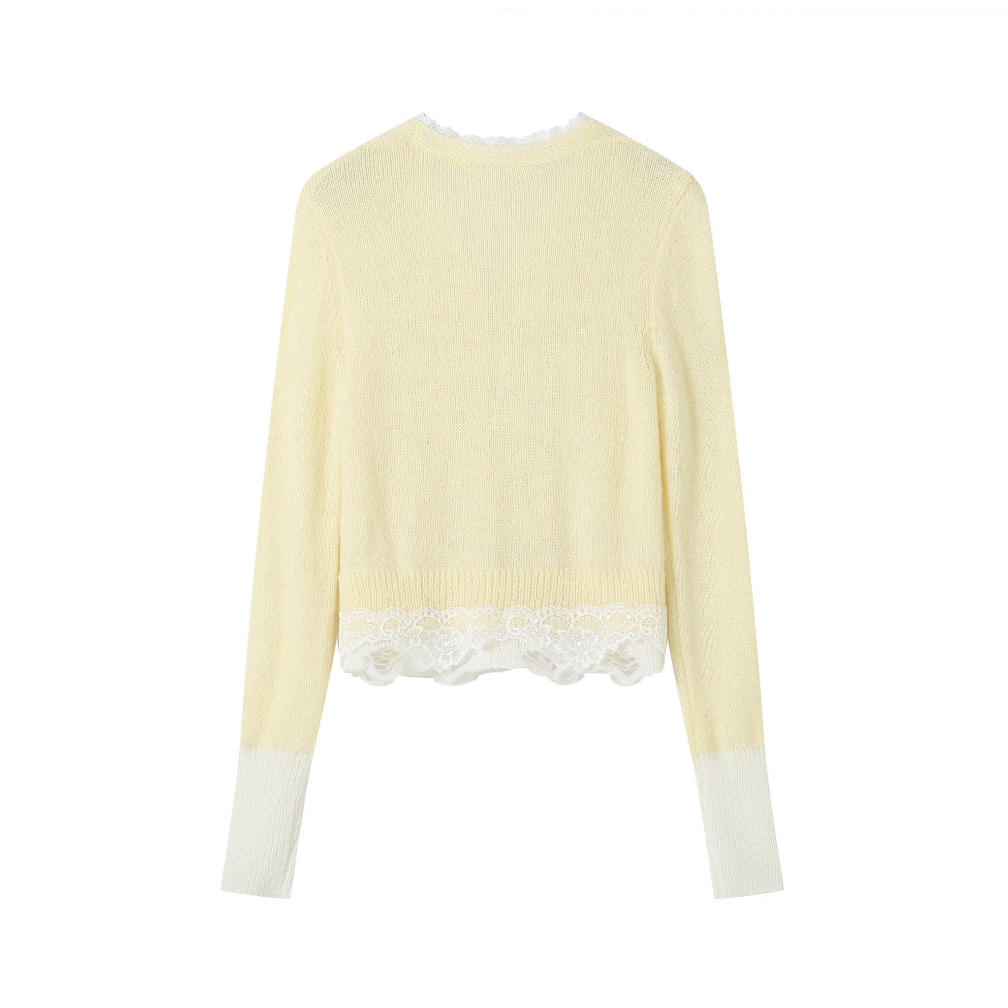 SOMESOWE Lace Cardigan In Faint Yellow | MADA IN CHINA