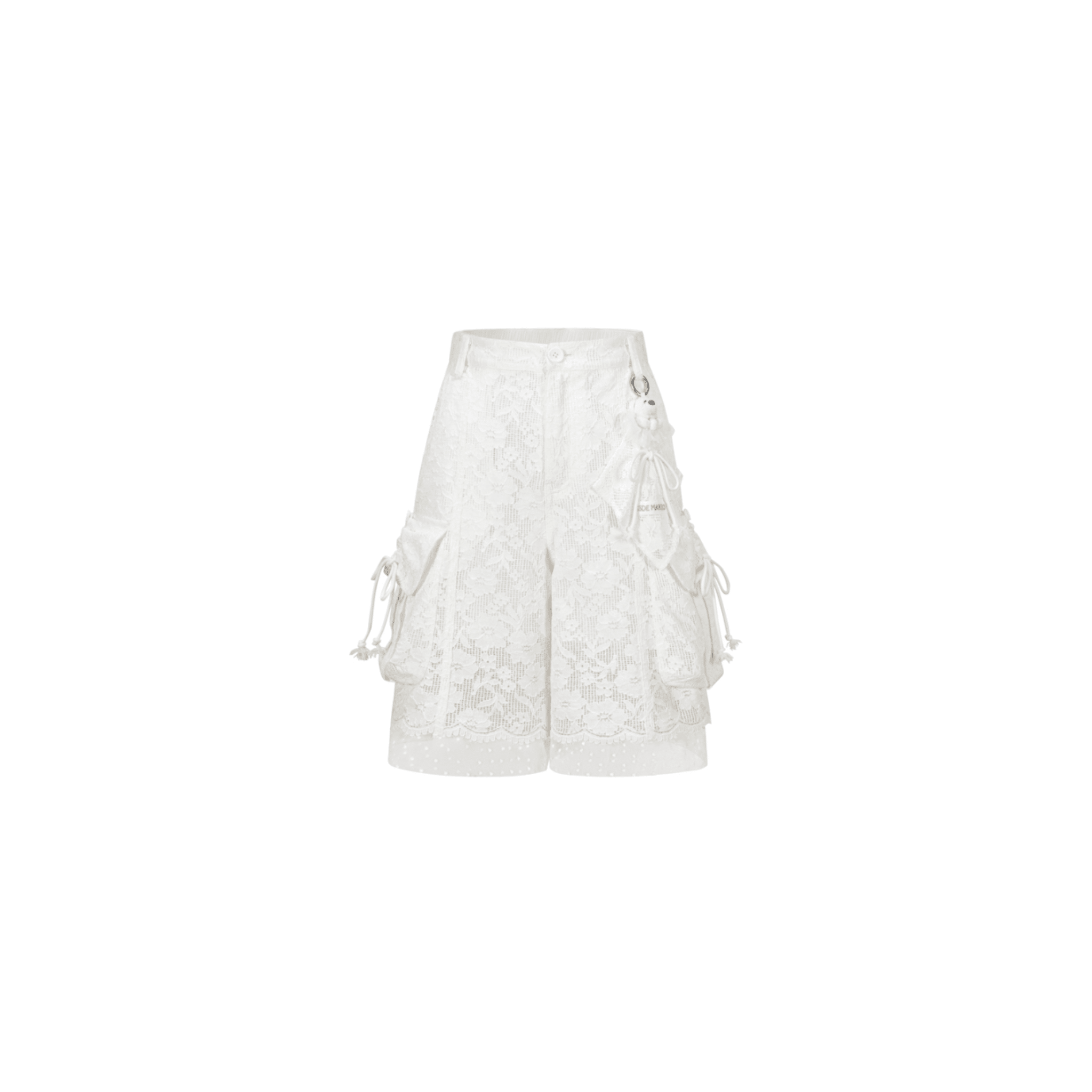 13DE MARZO Lace Cargo Lantern Pants in White | MADAX