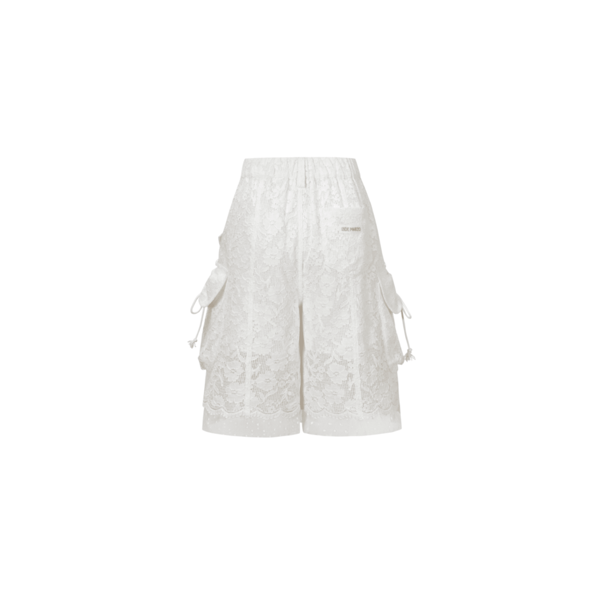 13DE MARZO Lace Cargo Lantern Pants in White | MADAX
