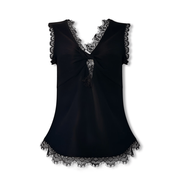 NOT FOR US Lace Chest Hollow Vest in Black | MADAX