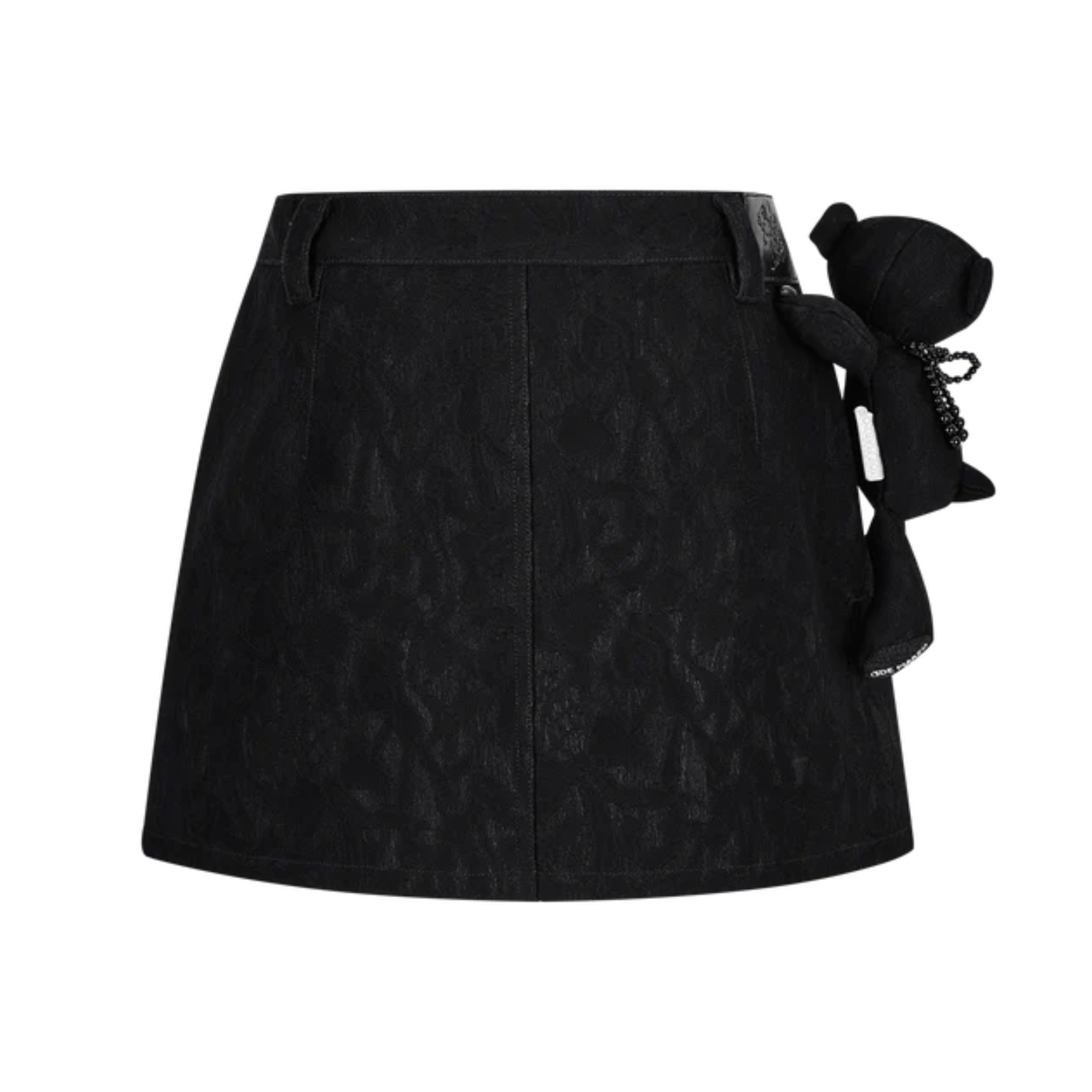 13DE MARZO Lace Denim Skirt in Black | MADAX