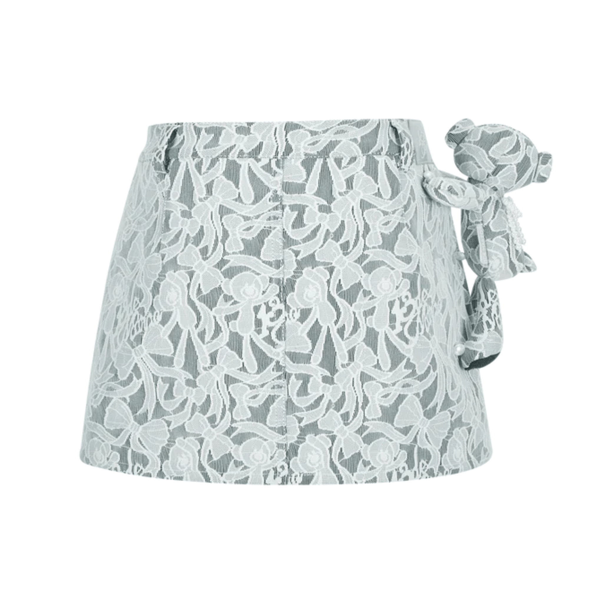 13DE MARZO Lace Denim Skirt in Gray | MADAX