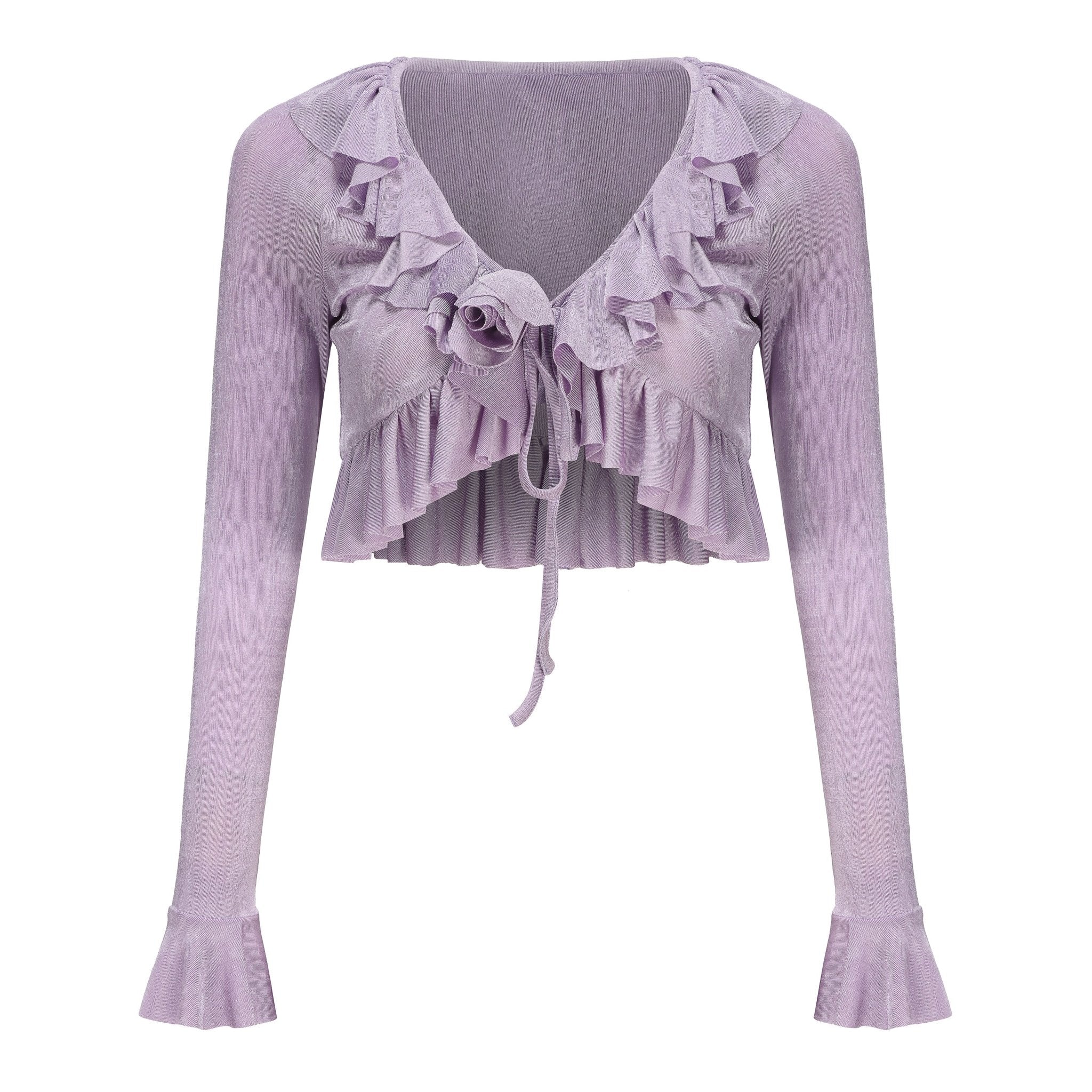 ARTE PURA Lace Knitted Cardigan In Purple | MADA IN CHINA