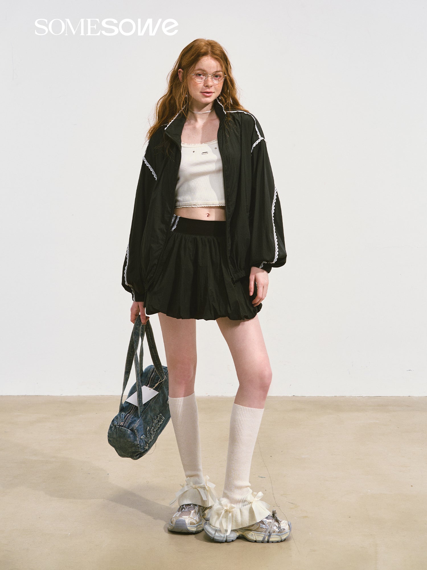 SOMESOWE Lace Patchwork Sun Protection Jacket In Black | MADAX