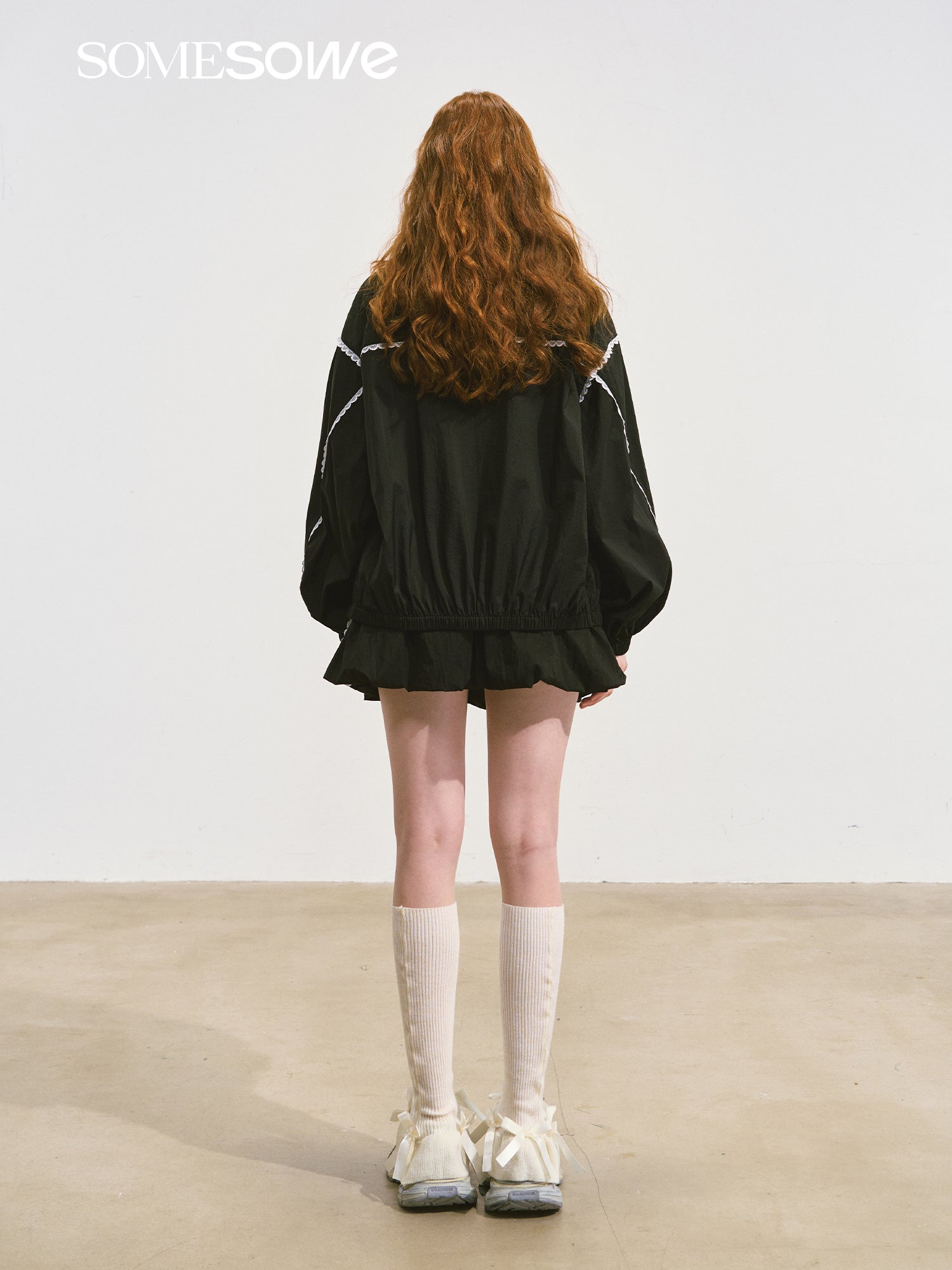 SOMESOWE Lace Patchwork Sun Protection Jacket In Black | MADAX