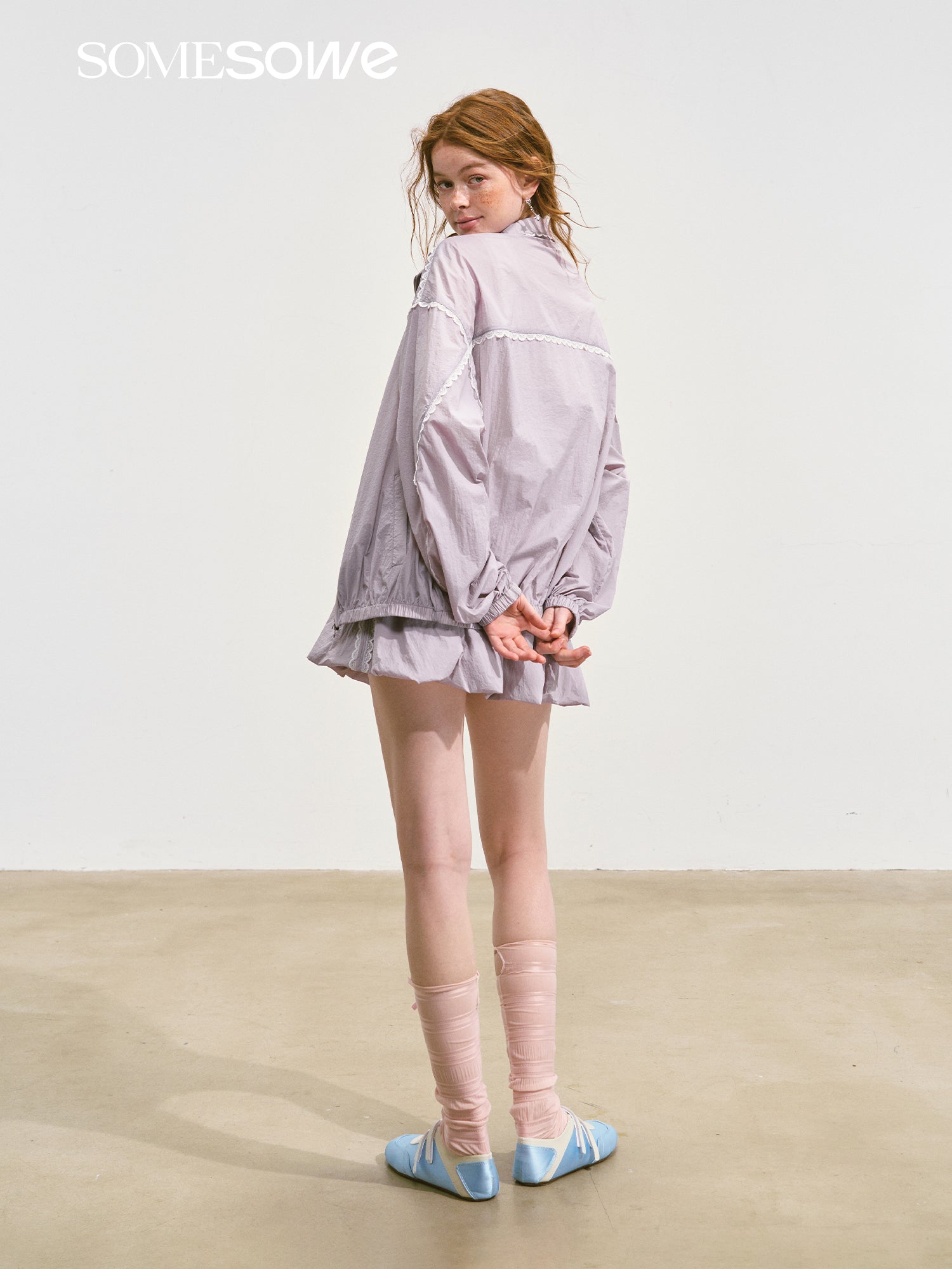 SOMESOWE Lace Patchwork Sun Protection Jacket In Purple | MADAX