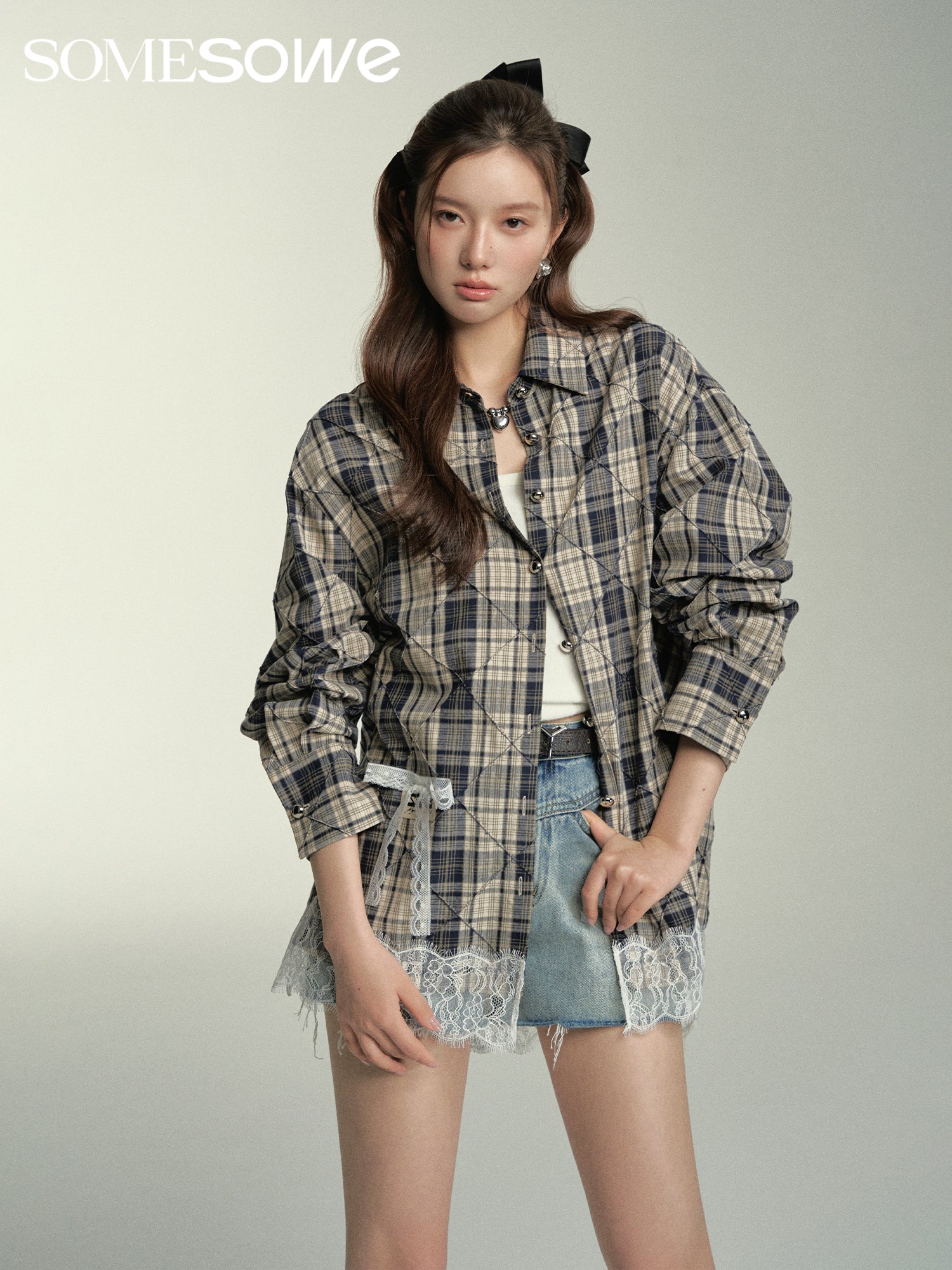 SOMESOWE Lace Plaid Shirt | MADA IN CHINA