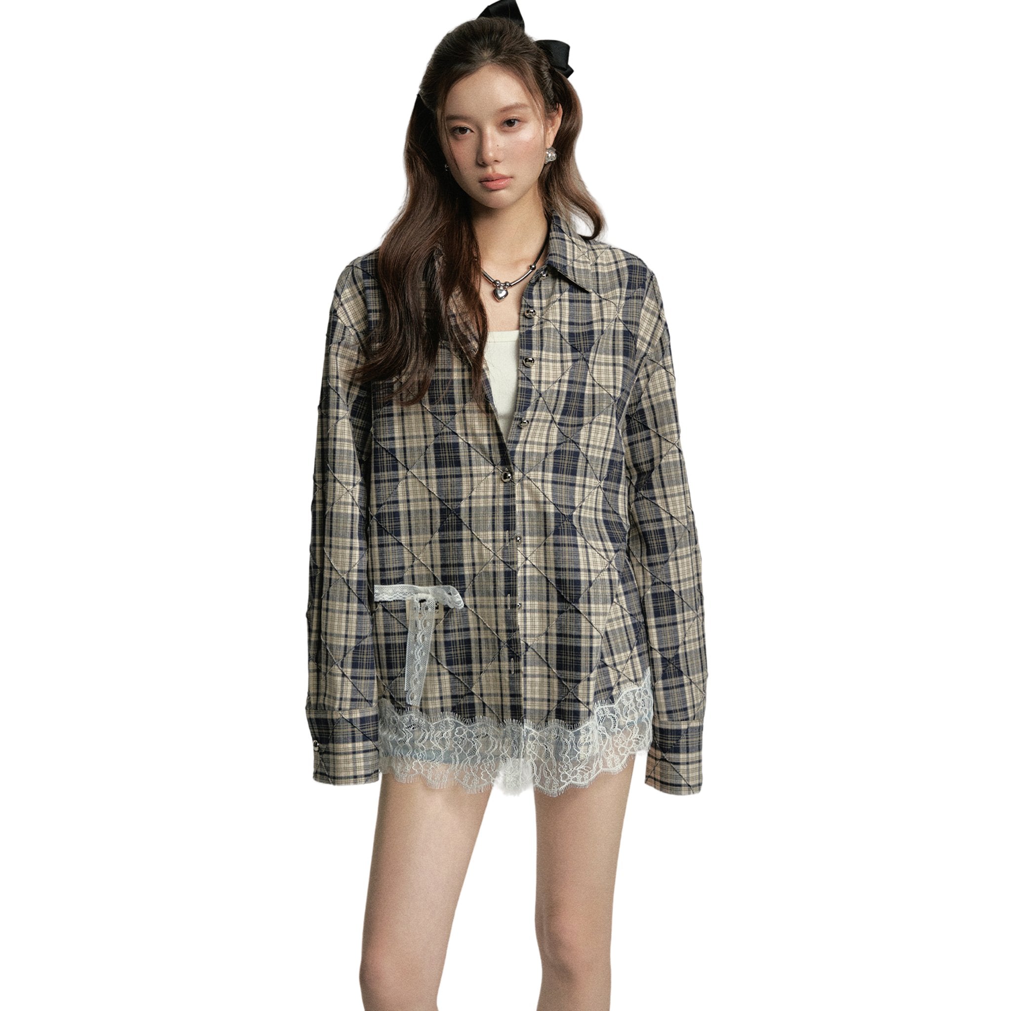 SOMESOWE Lace Plaid Shirt | MADA IN CHINA